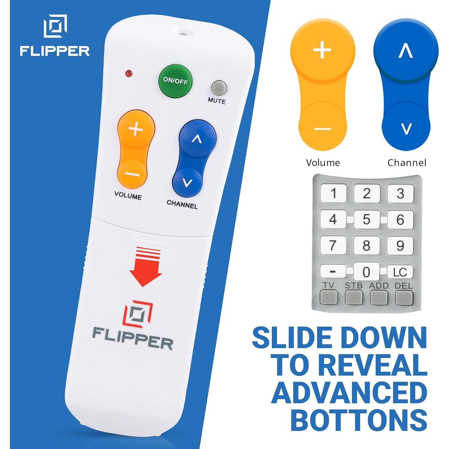 Control Remoto Universal Flipper Botón Grande para TV