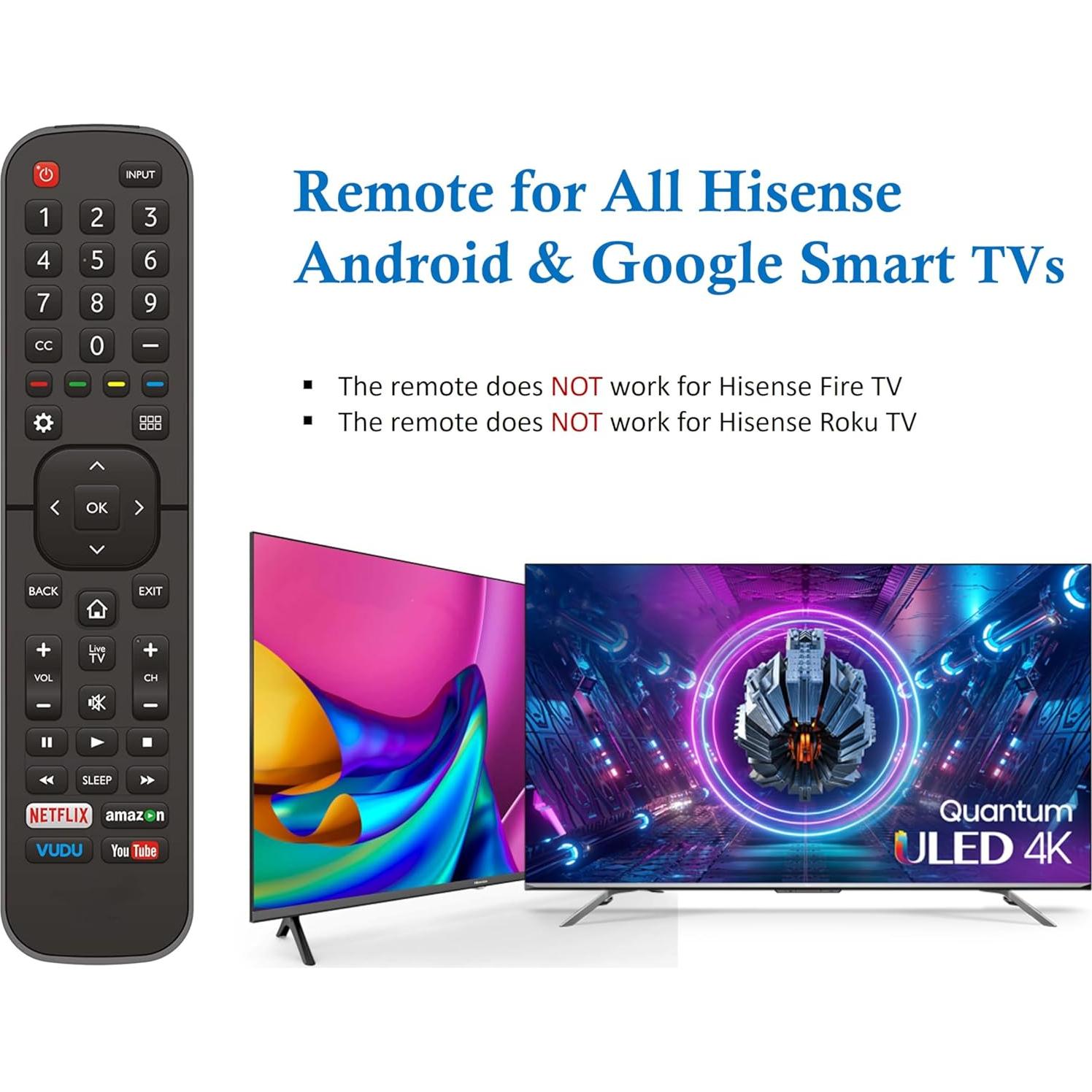 Control Remoto Universal Hisense para TV Inteligentes 4K UHD