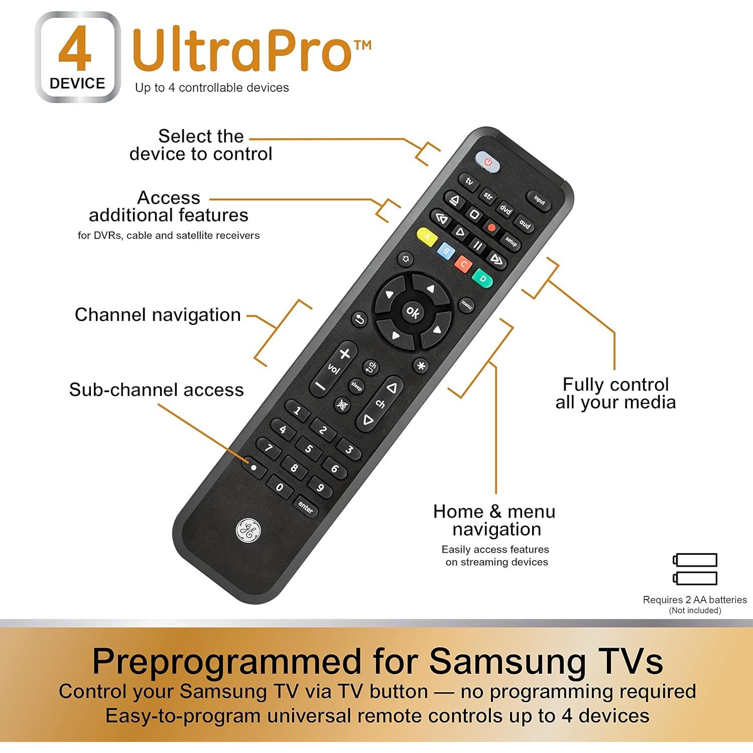 Control Remoto Universal GE 4 Dispositivos para Roku y Fire TV