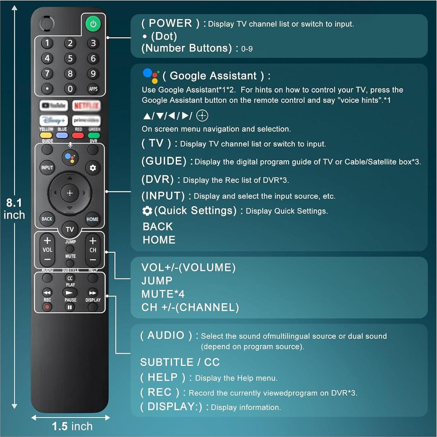 Control Remoto RMF-TX520U para TV Sony 4K LED OLED
