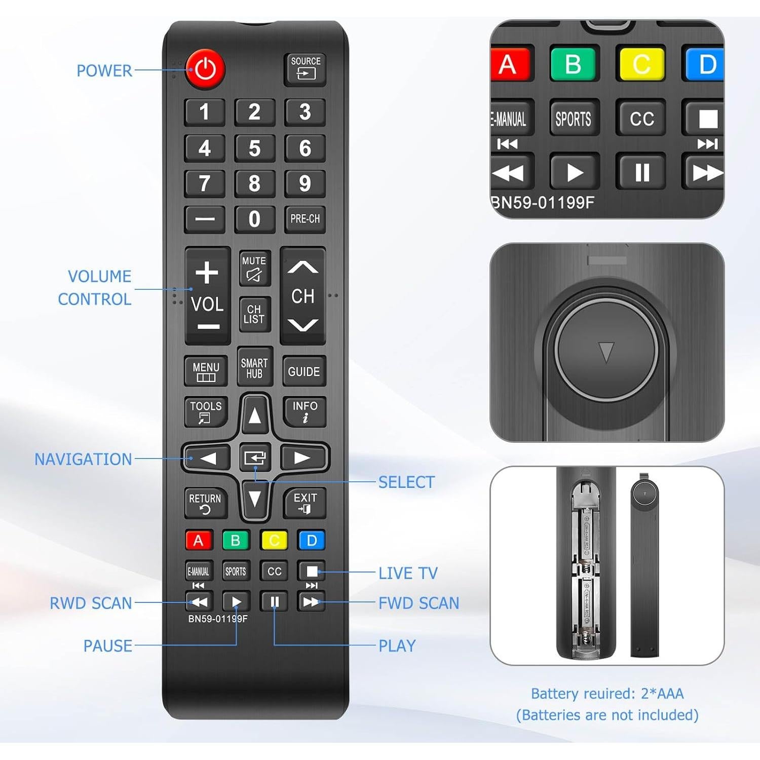 Control Remoto Universal Samsung BN59-01199F para Smart TV