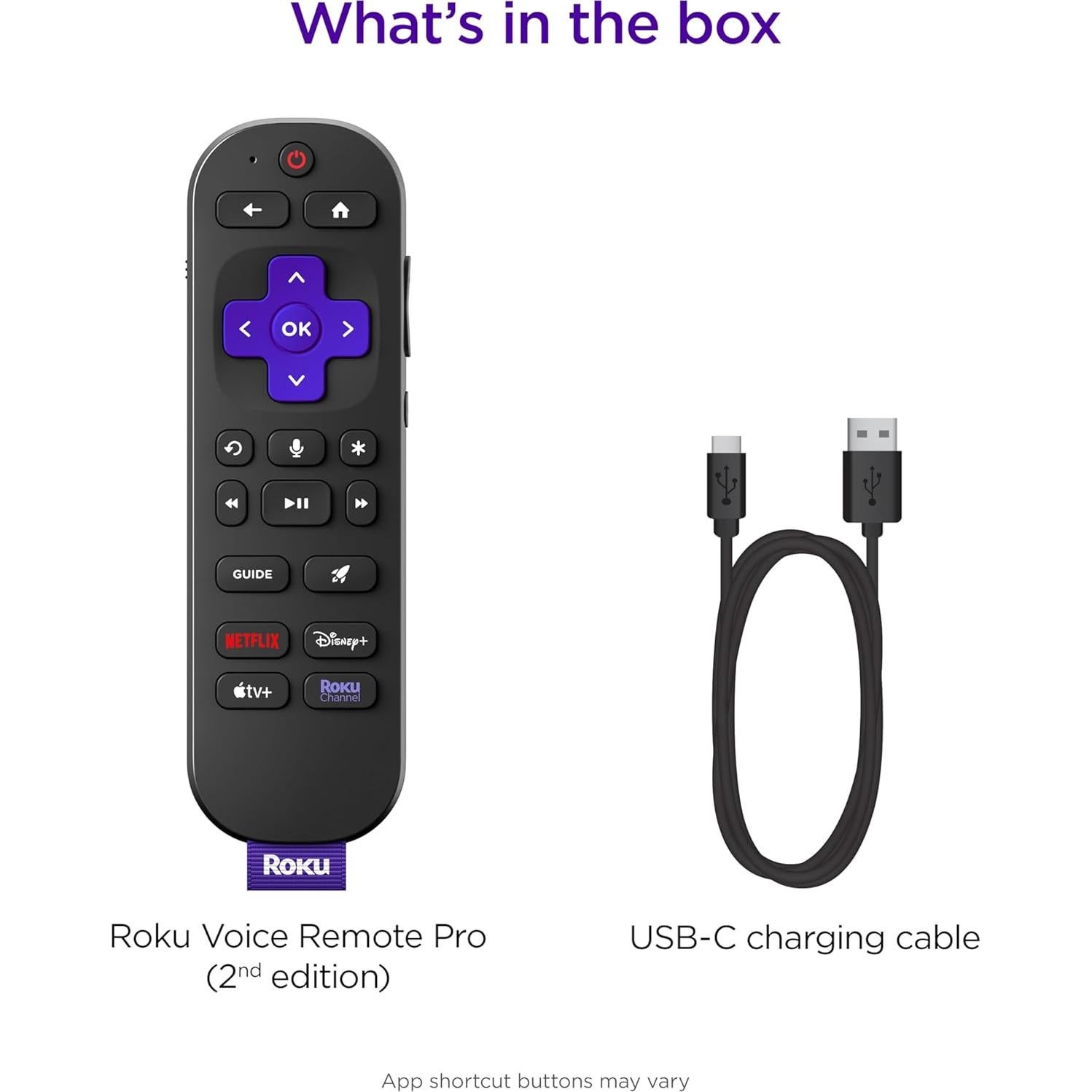 Control Remoto por Voz Pro Roku RCB1R Recargable USB-C