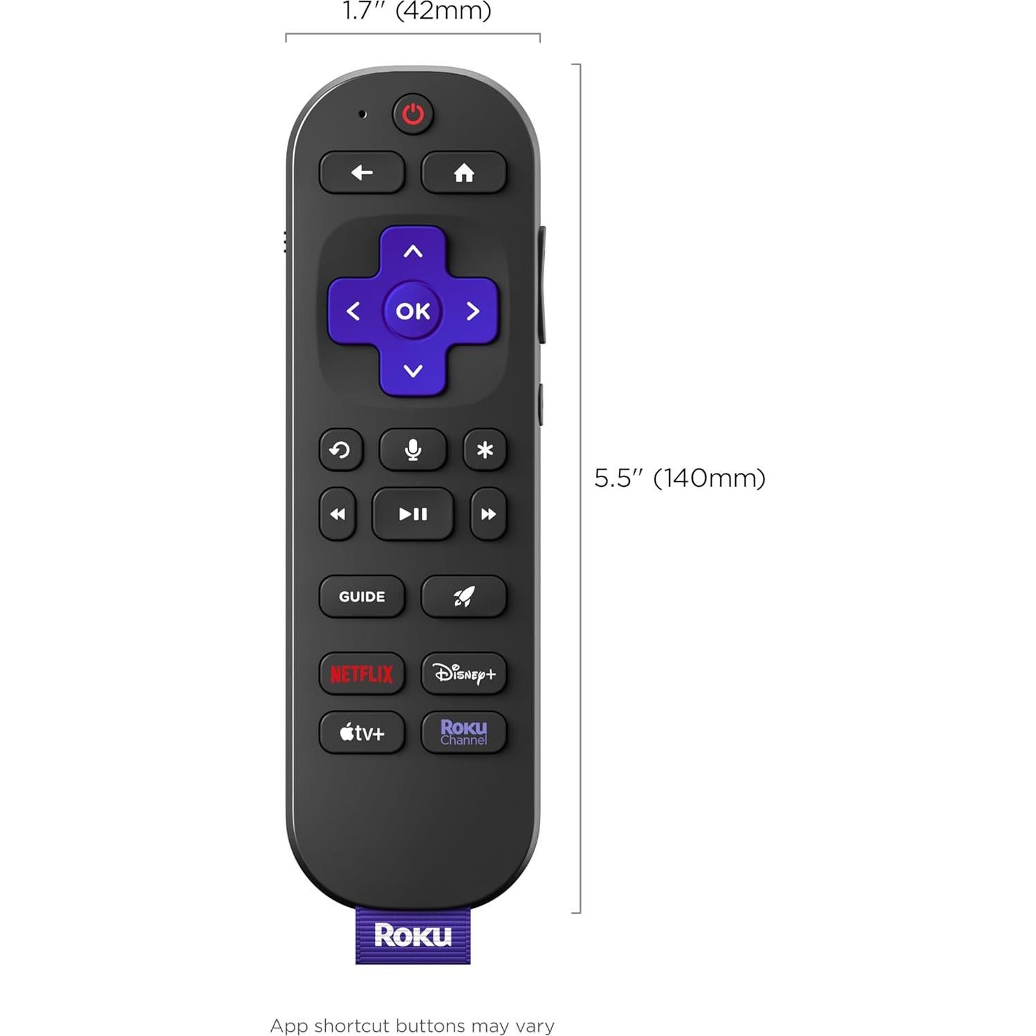 Control Remoto por Voz Pro Roku RCB1R Recargable USB-C