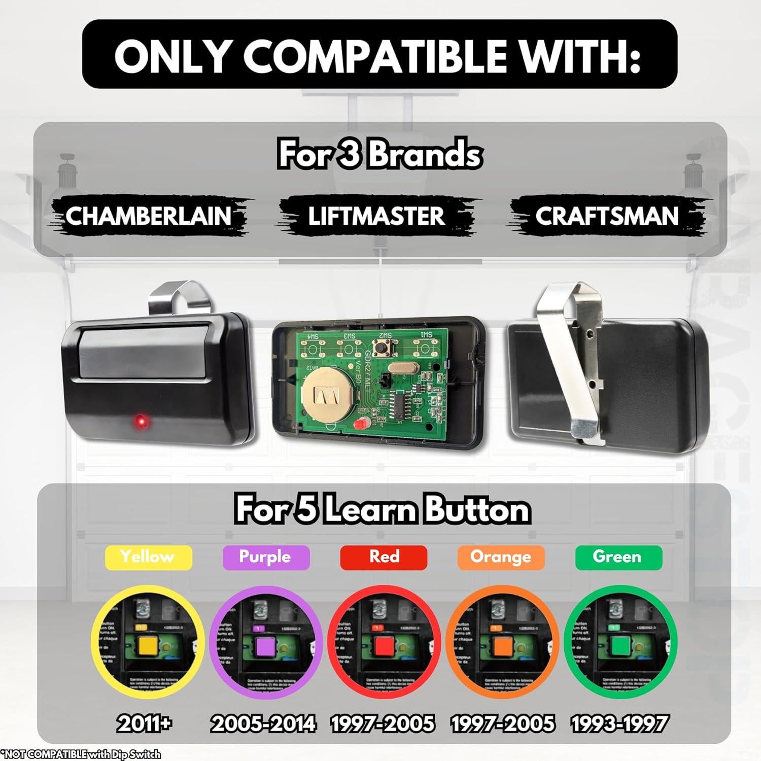 Control Remoto Garage Stop 891LM Liftmaster Chamberlain 2 Unidades