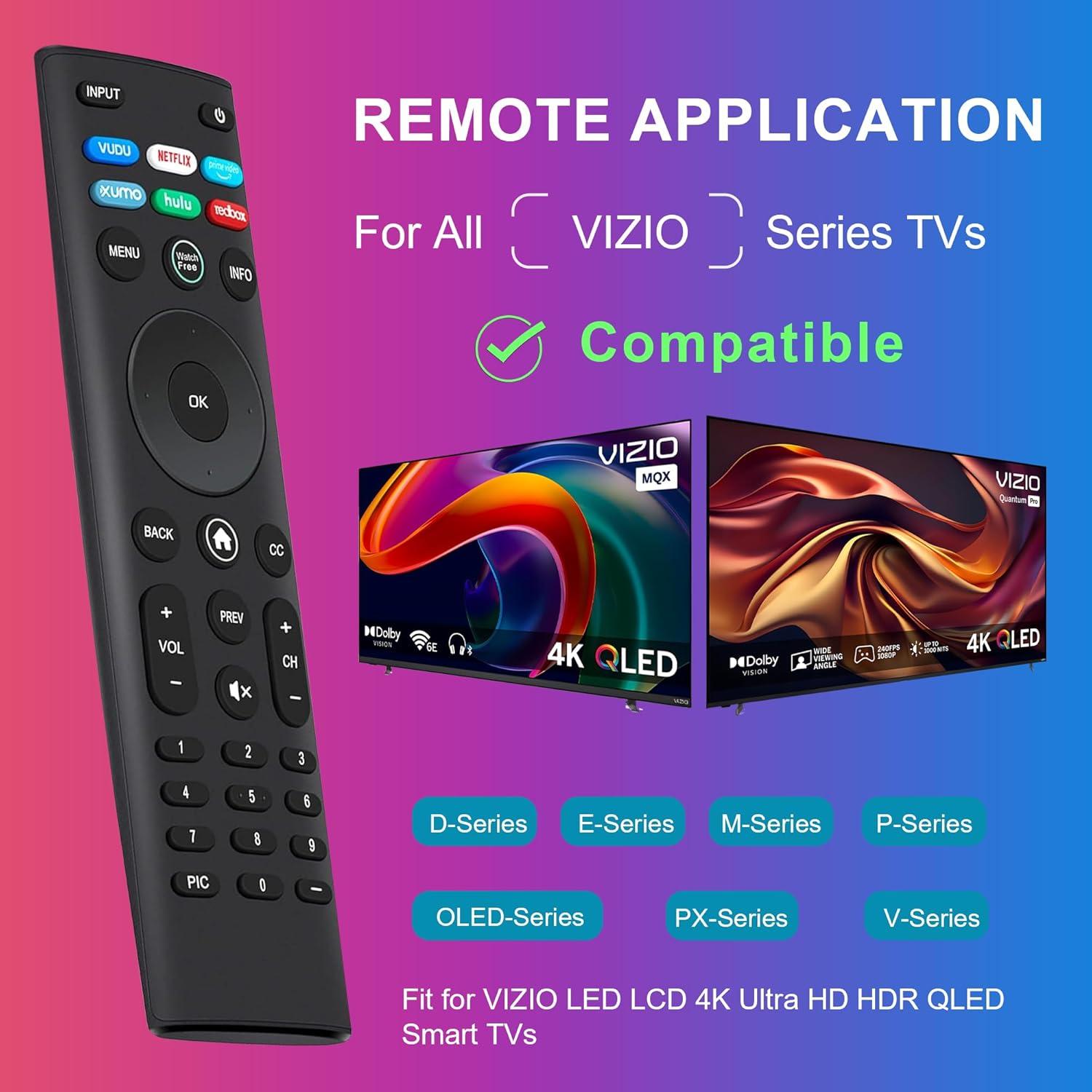 【Pack of 2】 New Universal Remote for VIZIO All LED LCD HD 4K UHD HDR Smartcast 3D Smart TVs Replacement for Vizio-Smart-TV-Remote with 6 Shortcut Buttons for Vizio Smart TVs(D/E/M/P/PX/V/OLED-Series)