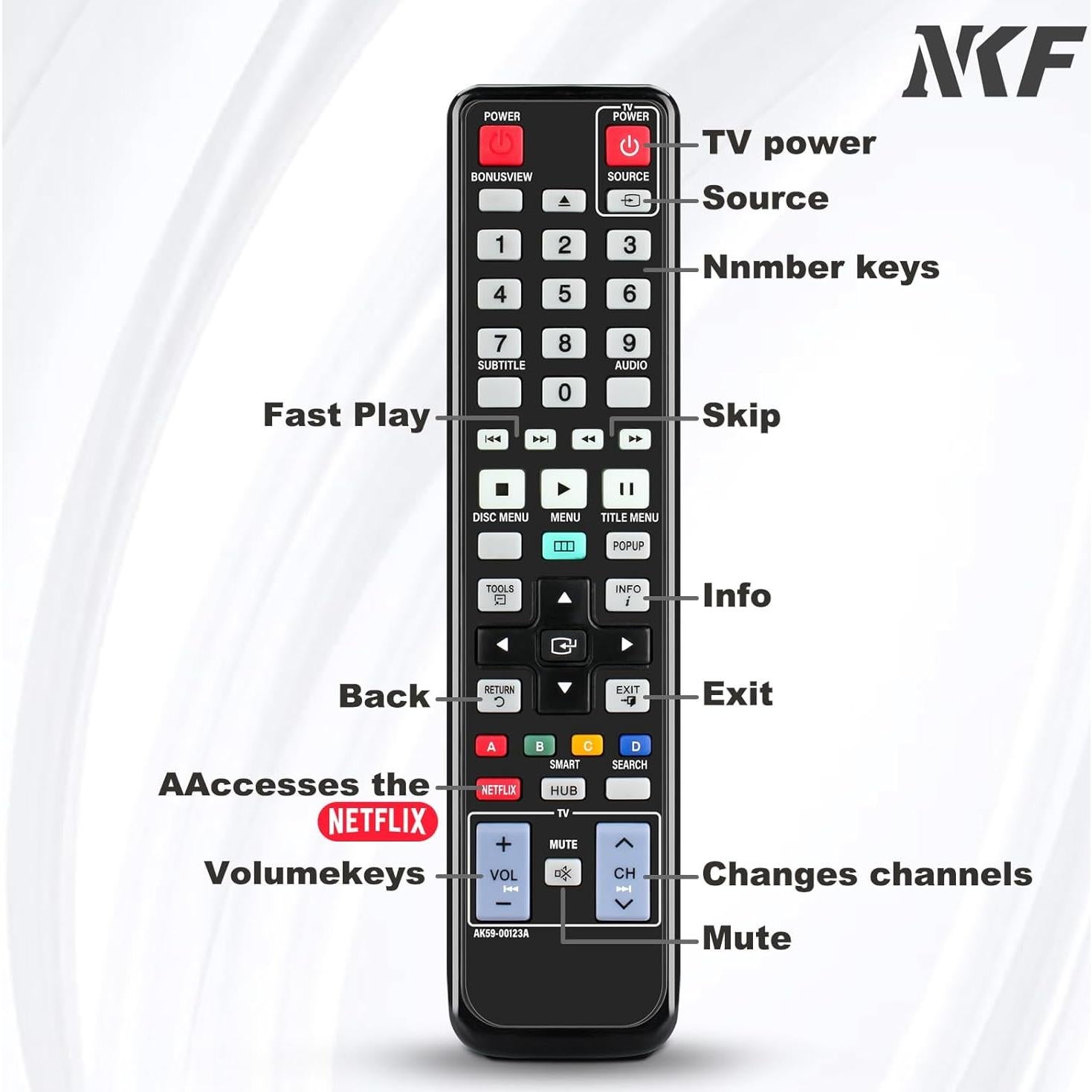 Control Remoto AK59-00123A para Reproductor Blu-Ray Samsung