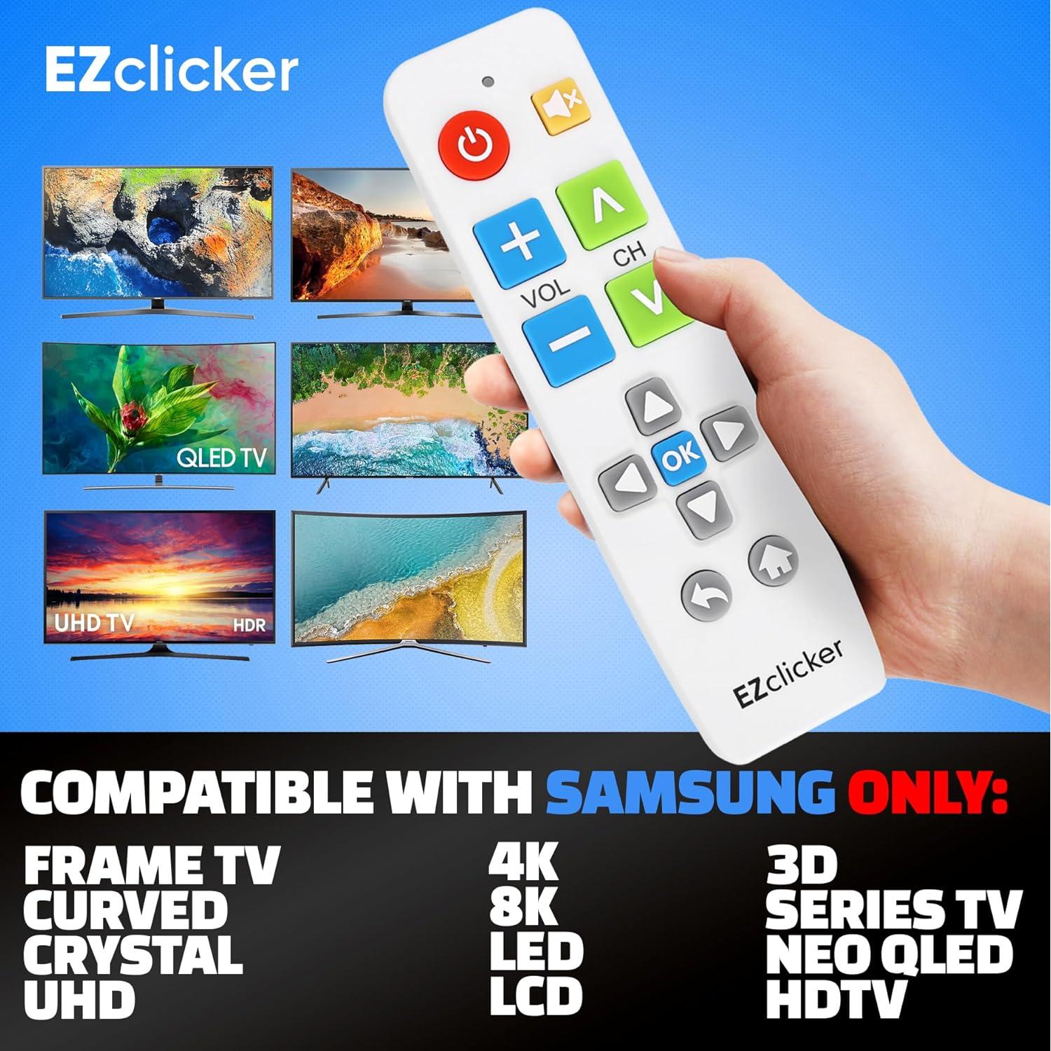 Control Remoto Samsung Blanco Botón Grande Fácil Uso