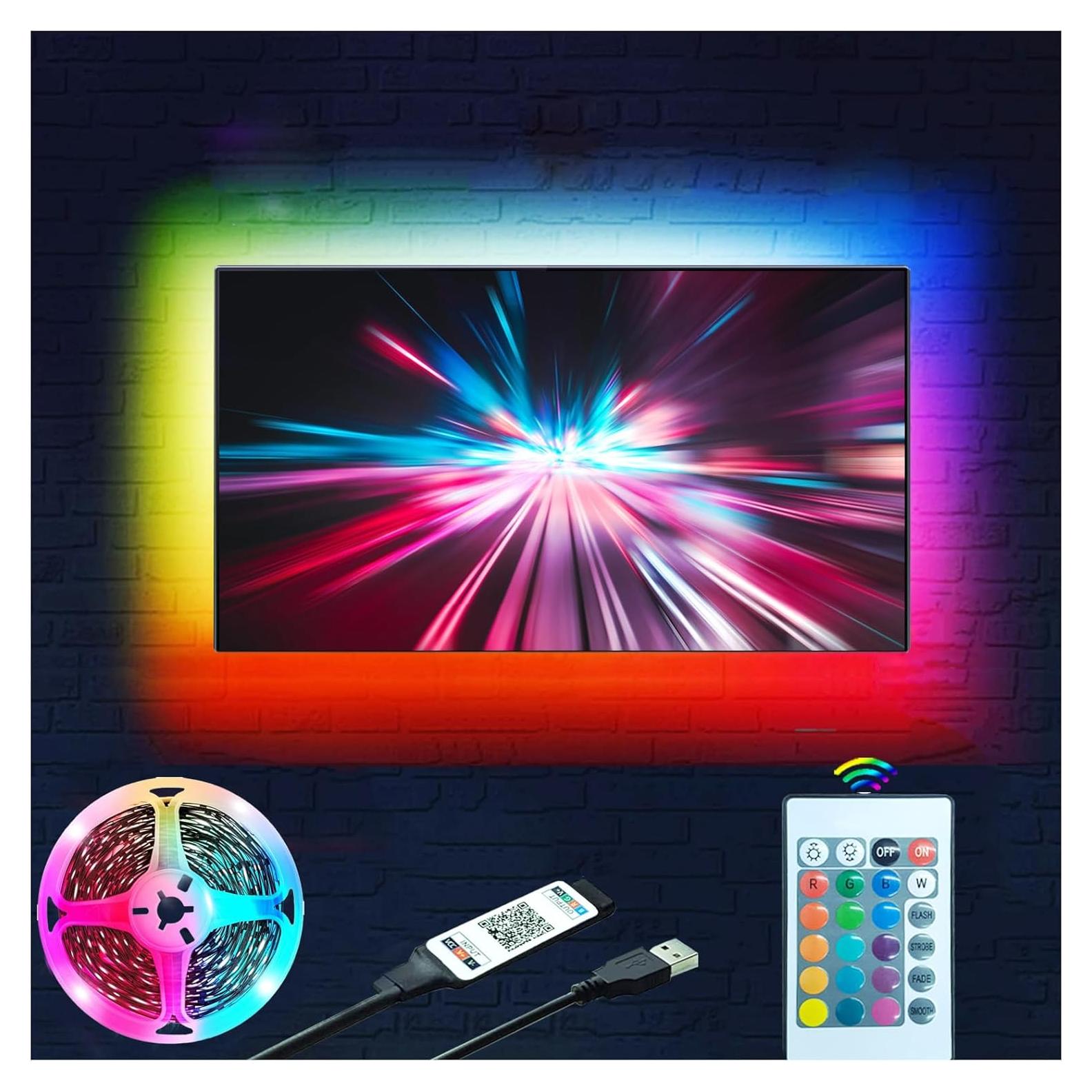 Luces LED RGB para TV 5m Reemeer Sincronización Música Control Remoto