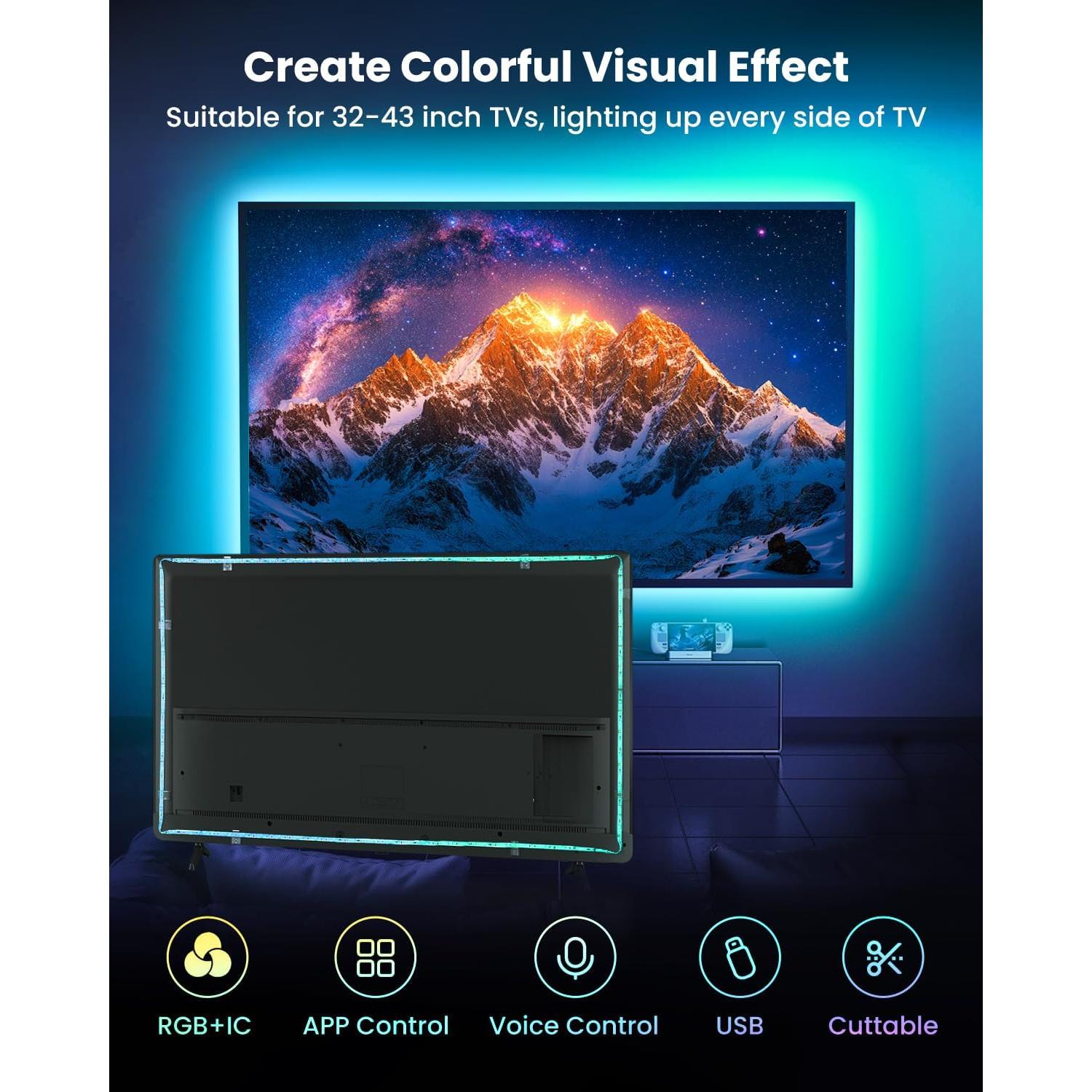 Tira de Luz LED RGB 3m SUNLINKCO para TV 32-43" Control APP