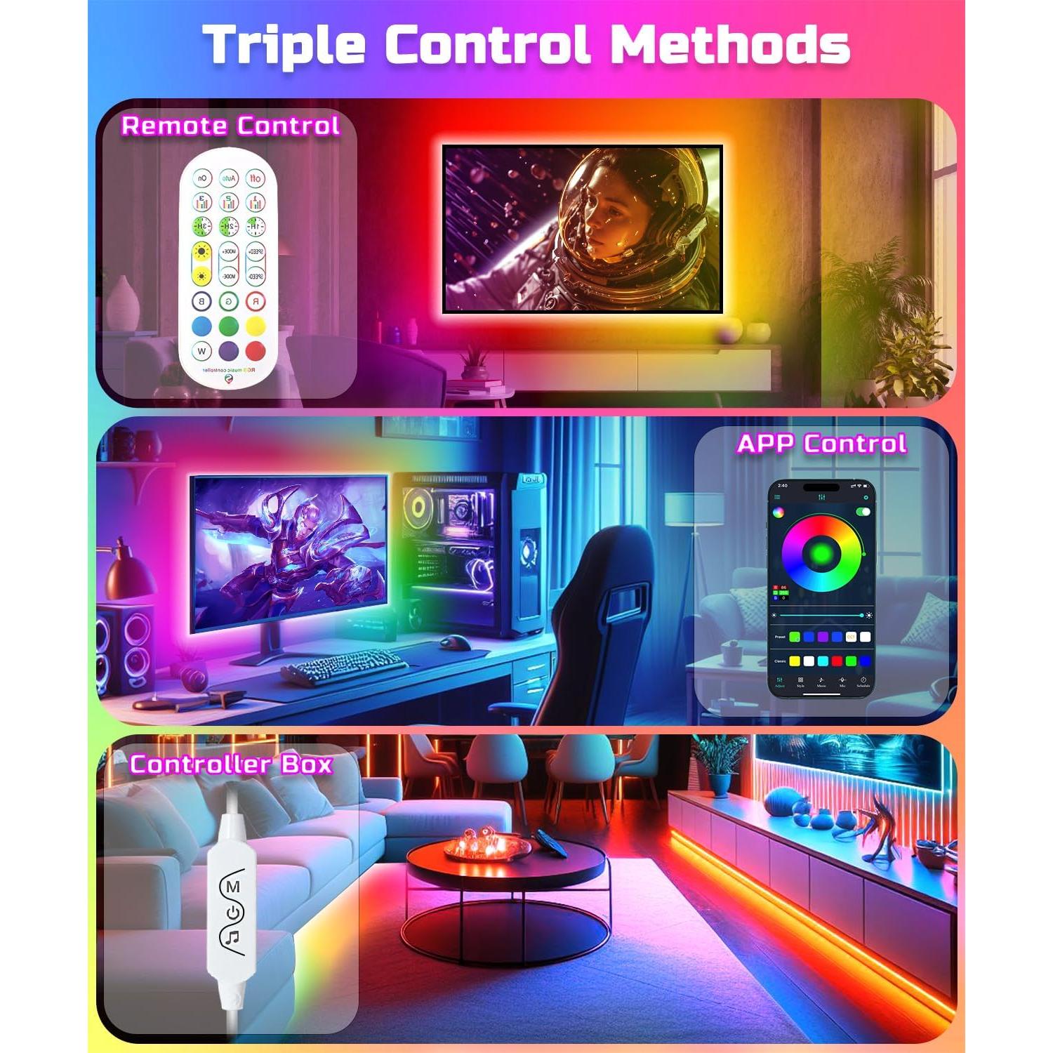 Fondo de luz LED DTQJ 5m RGBIC para TV 55-70" con APP