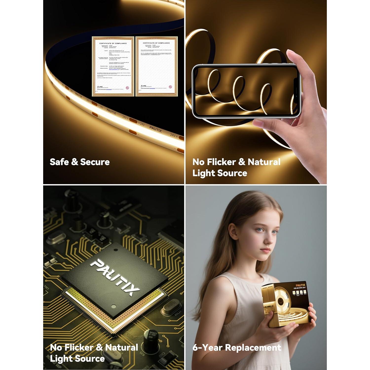 Tira LED COB PAUTIX 5m 2700K Regulable con Control Remoto