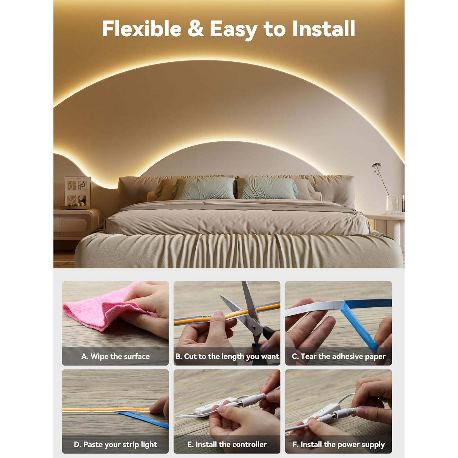 Tira LED COB PAUTIX 5m 2700K Regulable con Control Remoto