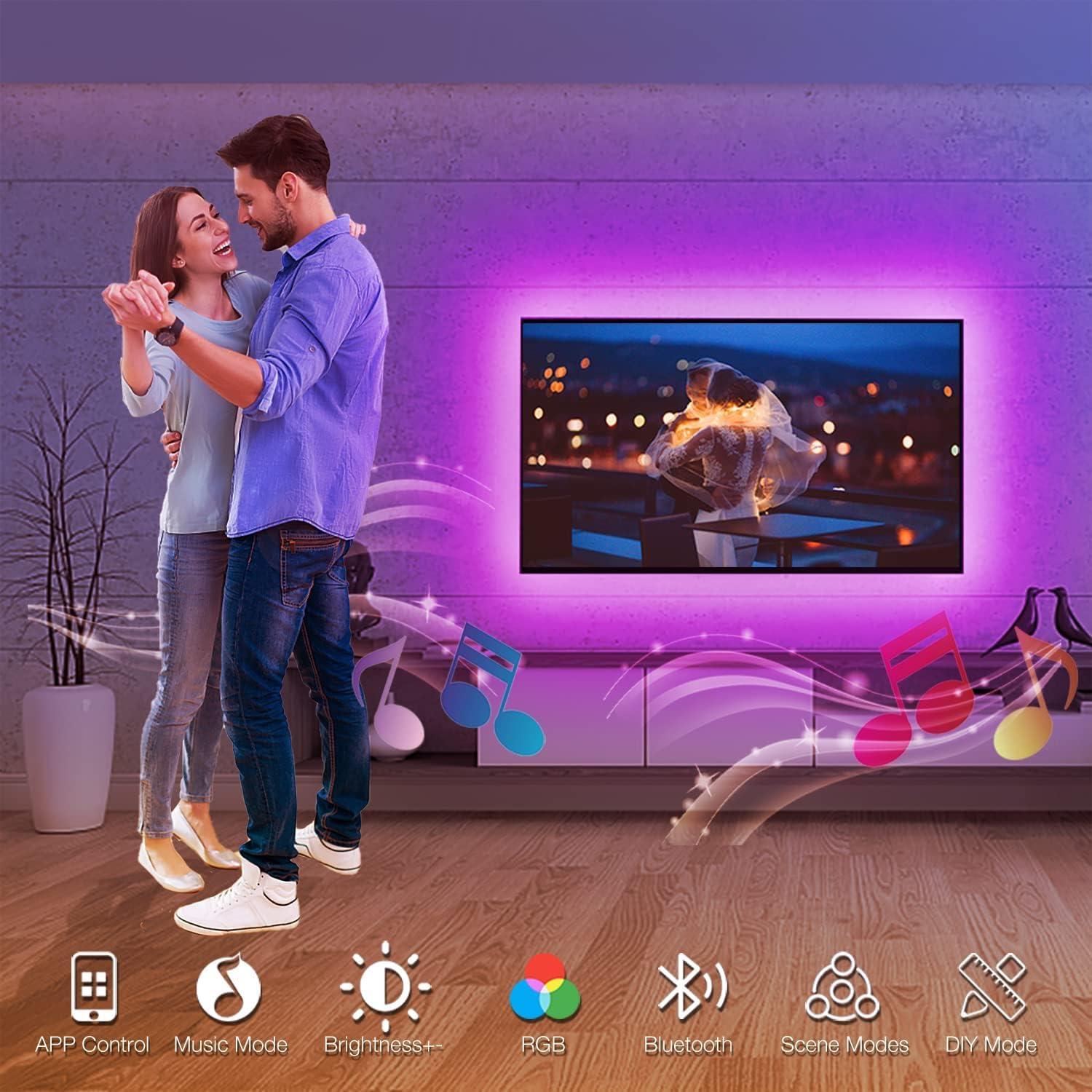 Luces LED PHOPOLLO para TV 15 pies RGB Bluetooth USB