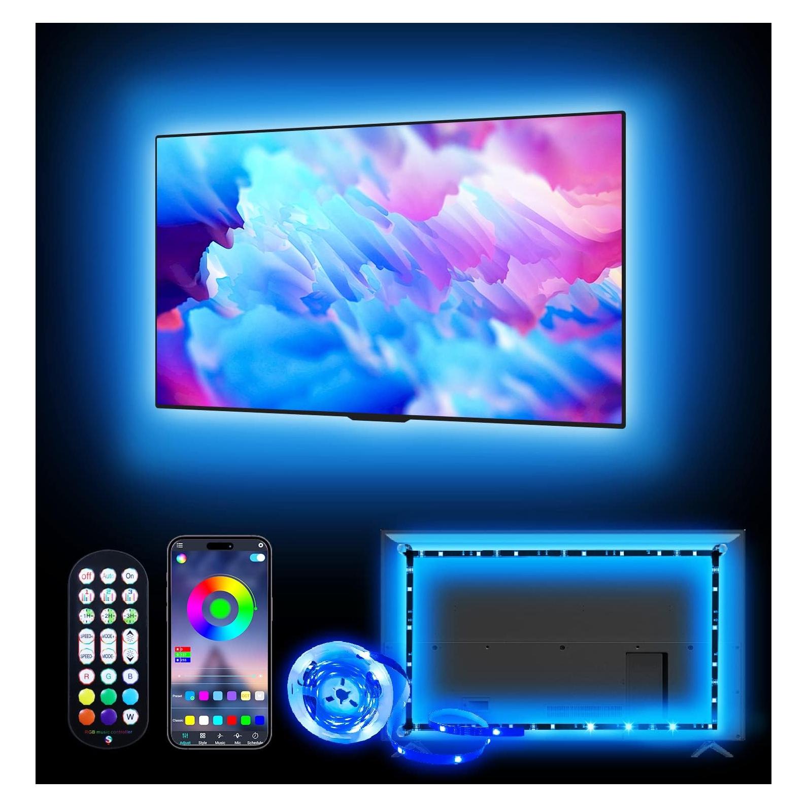 Luces LED Daymeet 4.0m RGB para TV 101.6-165.1cm con APP