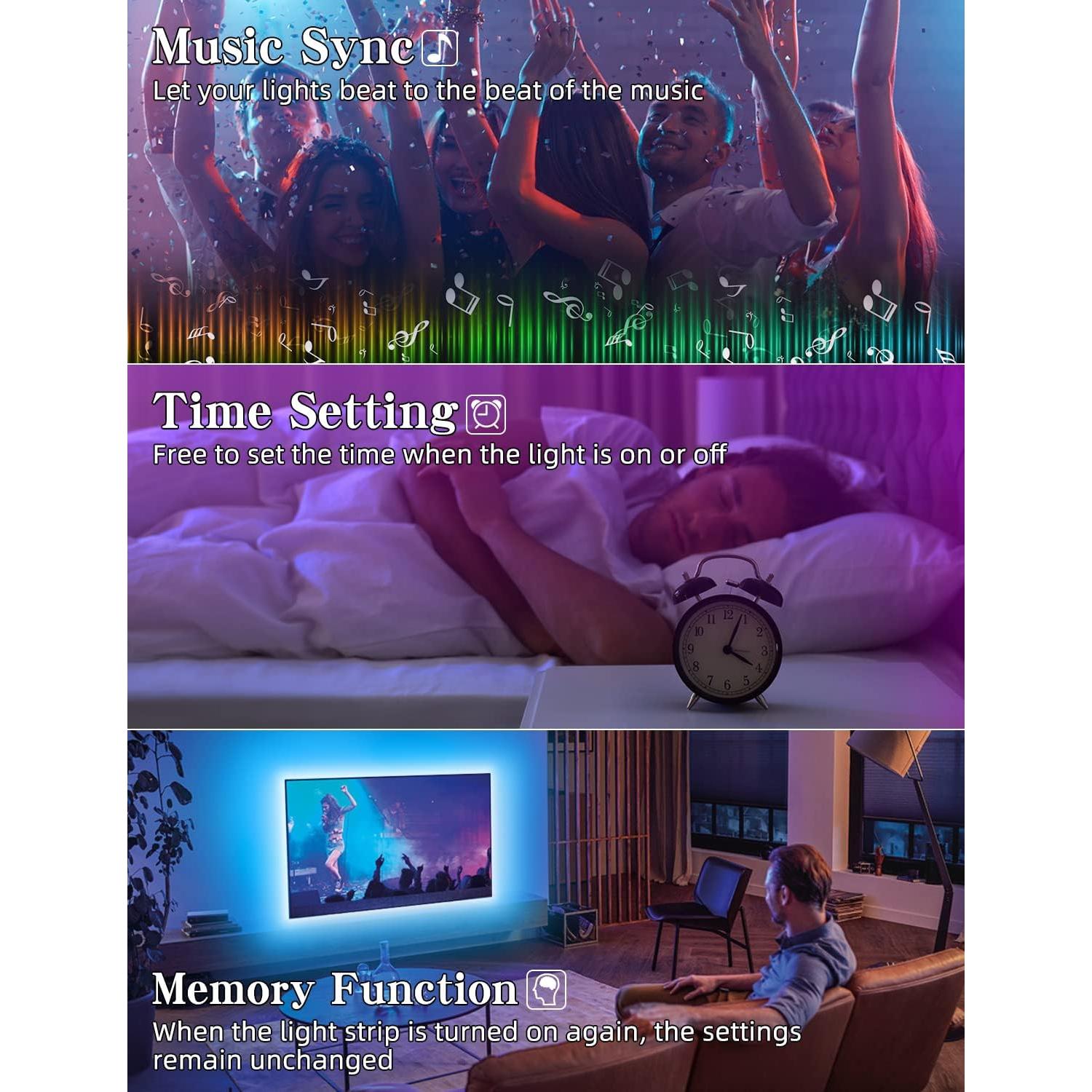 Luces LED Daymeet 4.0m RGB para TV 101.6-165.1cm con APP