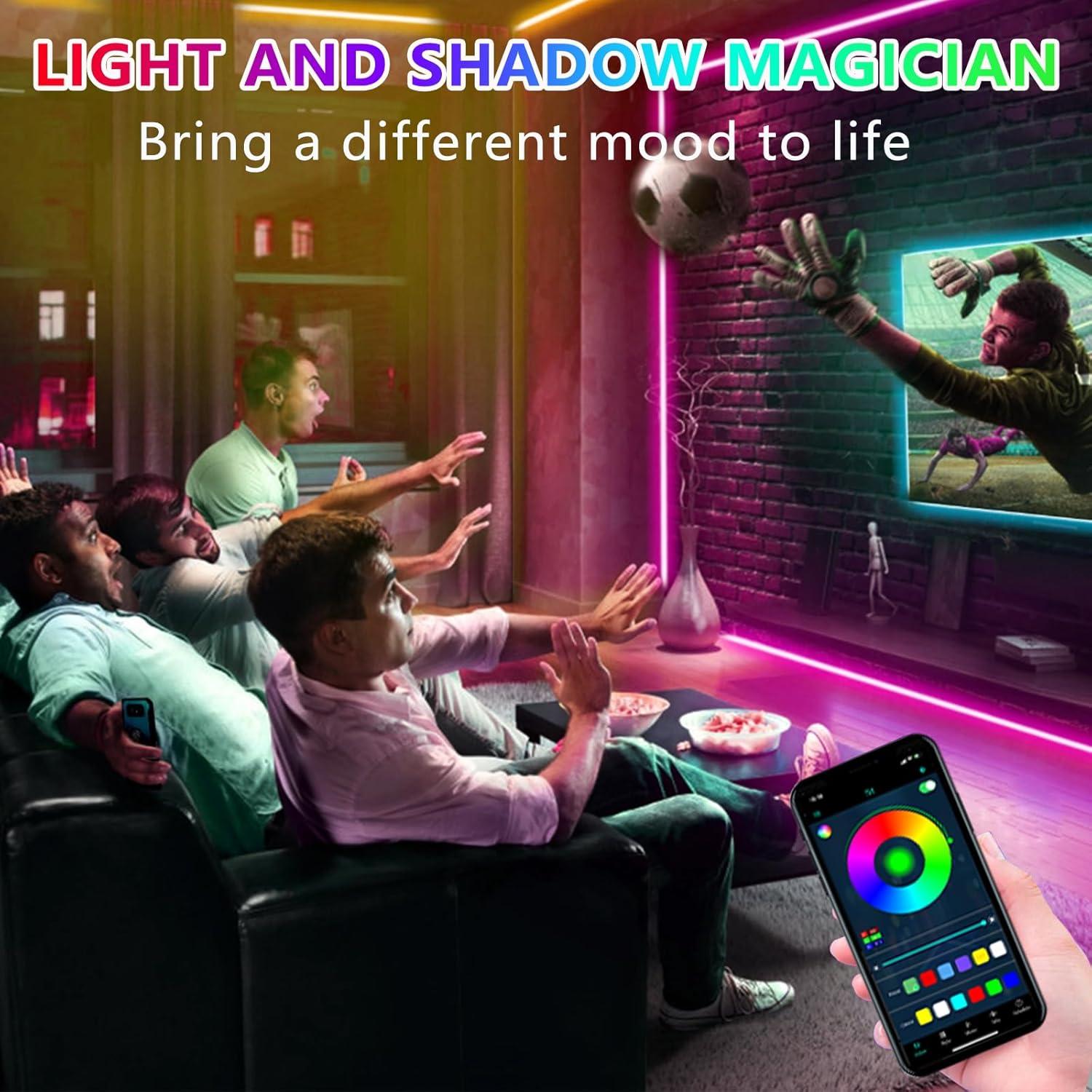 Luces LED RGB para TV 16.4ft, Control APP Bluetooth, Sincronización Música