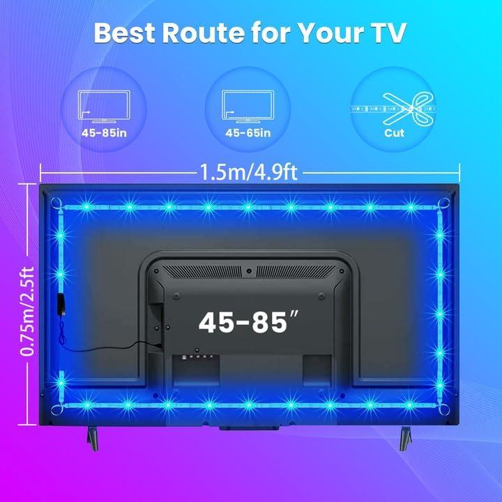 Luces LED VOLIVO 4.57m RGB para TV 45-65" con control remoto