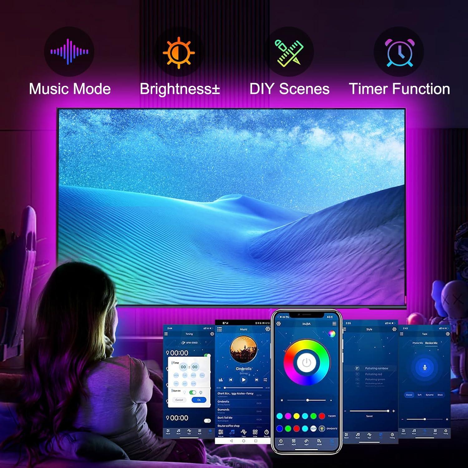 Luces LED VOLIVO 4.57m RGB para TV 45-65" con control remoto