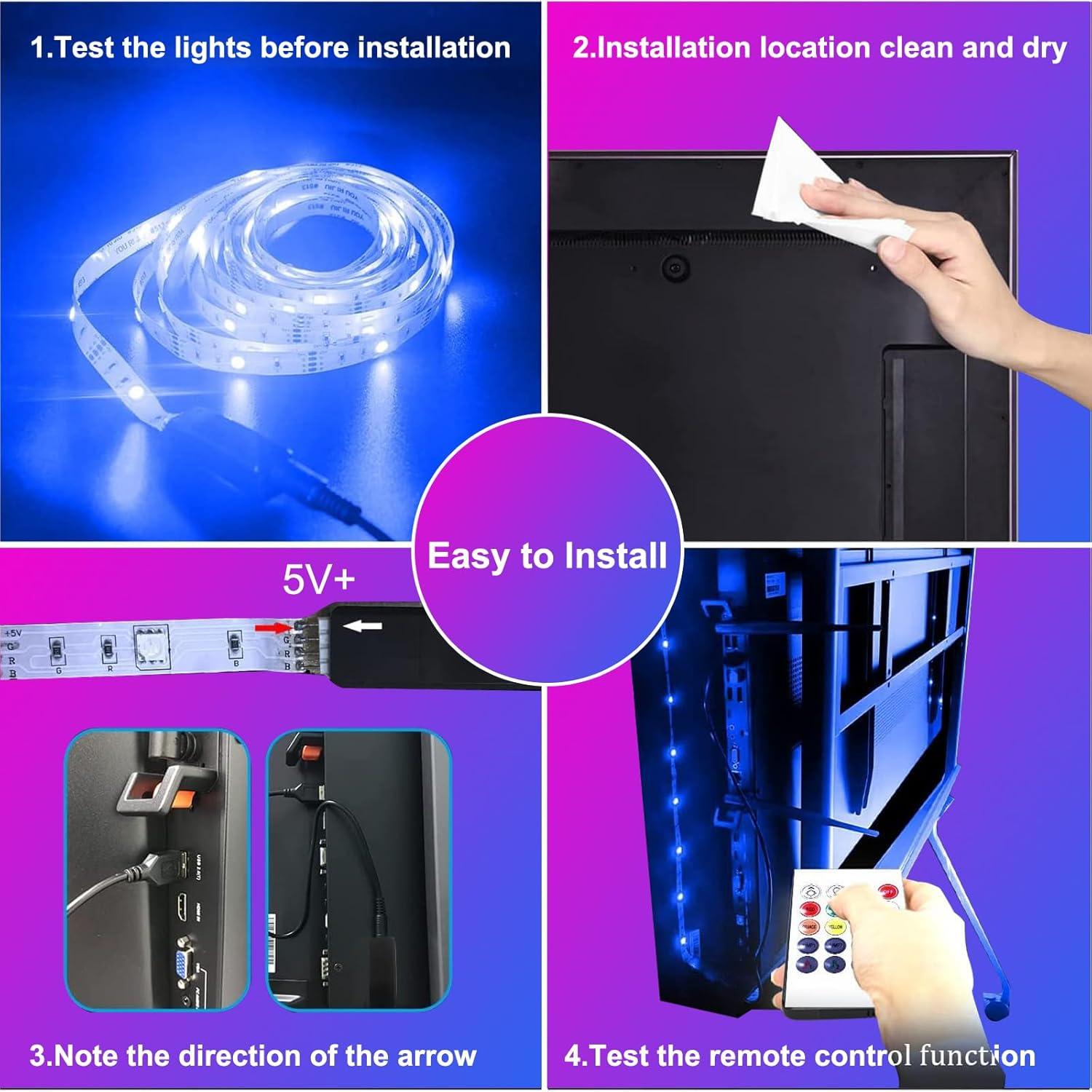 Luces LED VOLIVO 4.57m RGB para TV 45-65" con control remoto