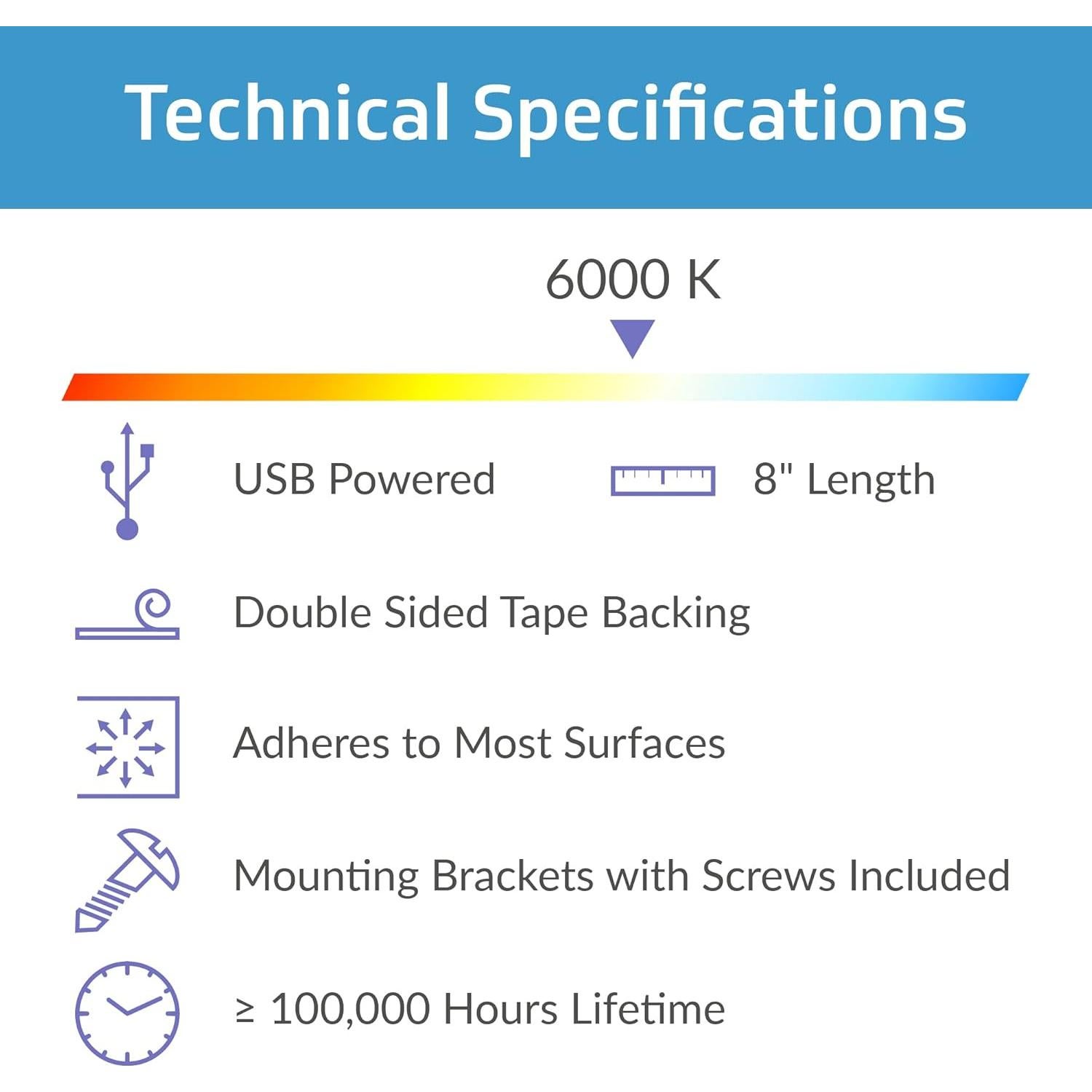 Barra de Luz LED USB CLEANLIFE 20.32 cm Luz del Día 5W