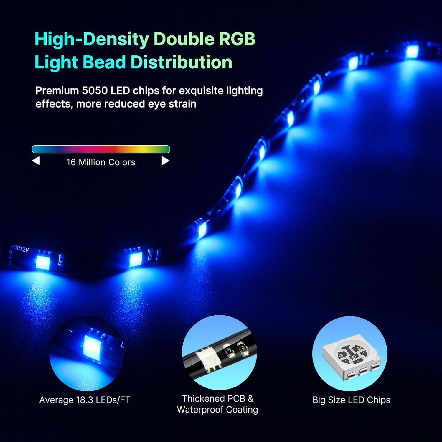 Luz LED Inmersiva para TV Deerdance 4.5m RGB Control App