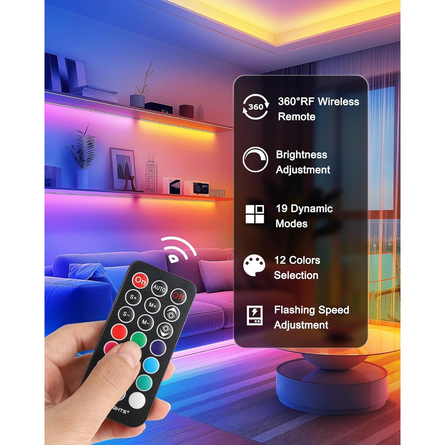 Luces de tira LED HitLights RGB 1.2m con control remoto