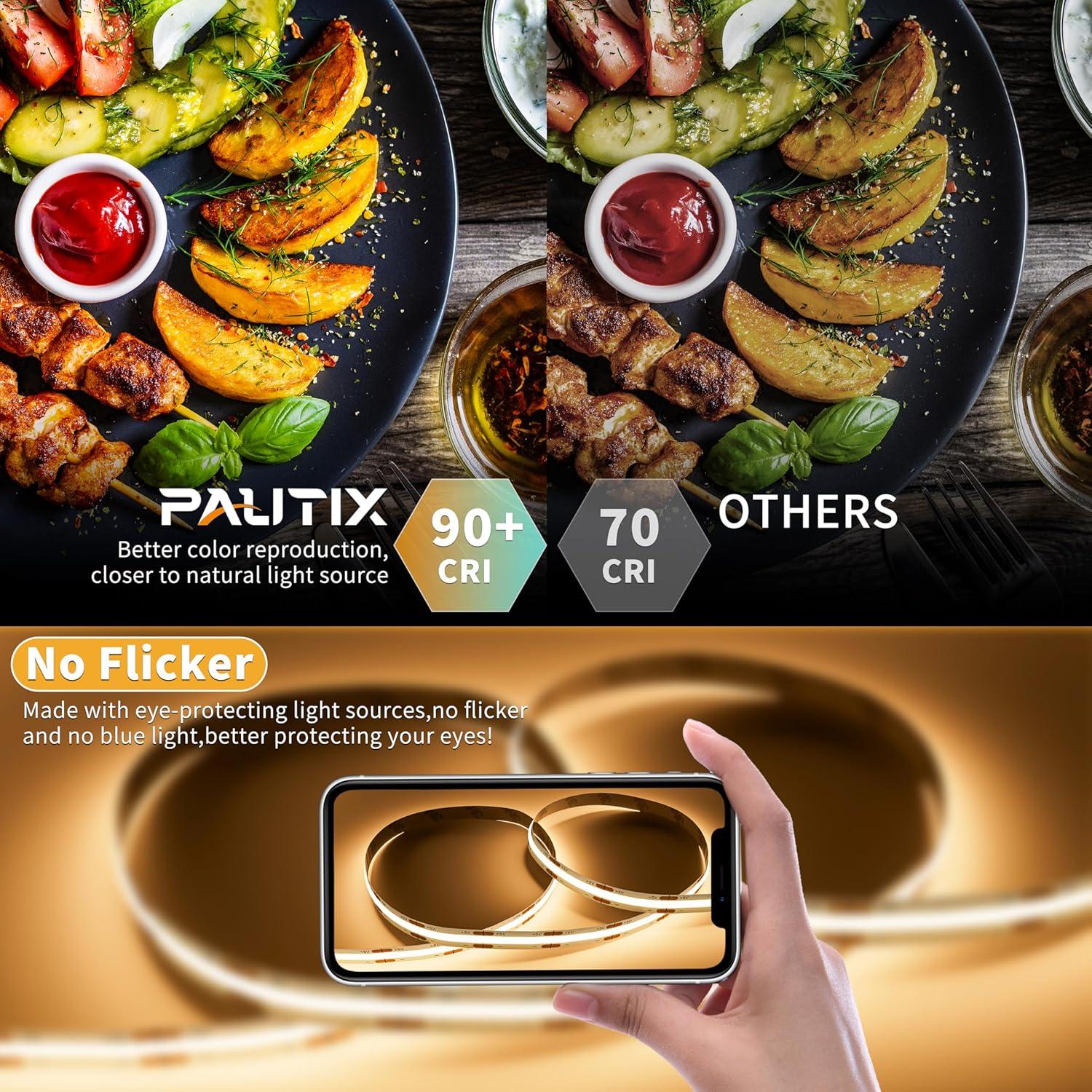 Tira de Luz LED COB PAUTIX 2m 3000K Regulable con Control Remoto