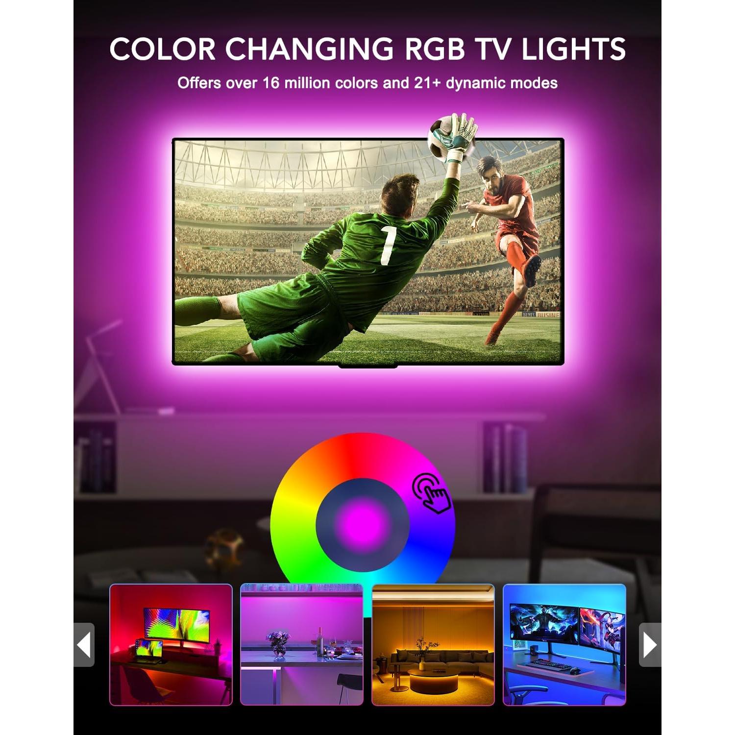 Luces LED MATICOD 5m RGB para TV 140-178cm Control APP