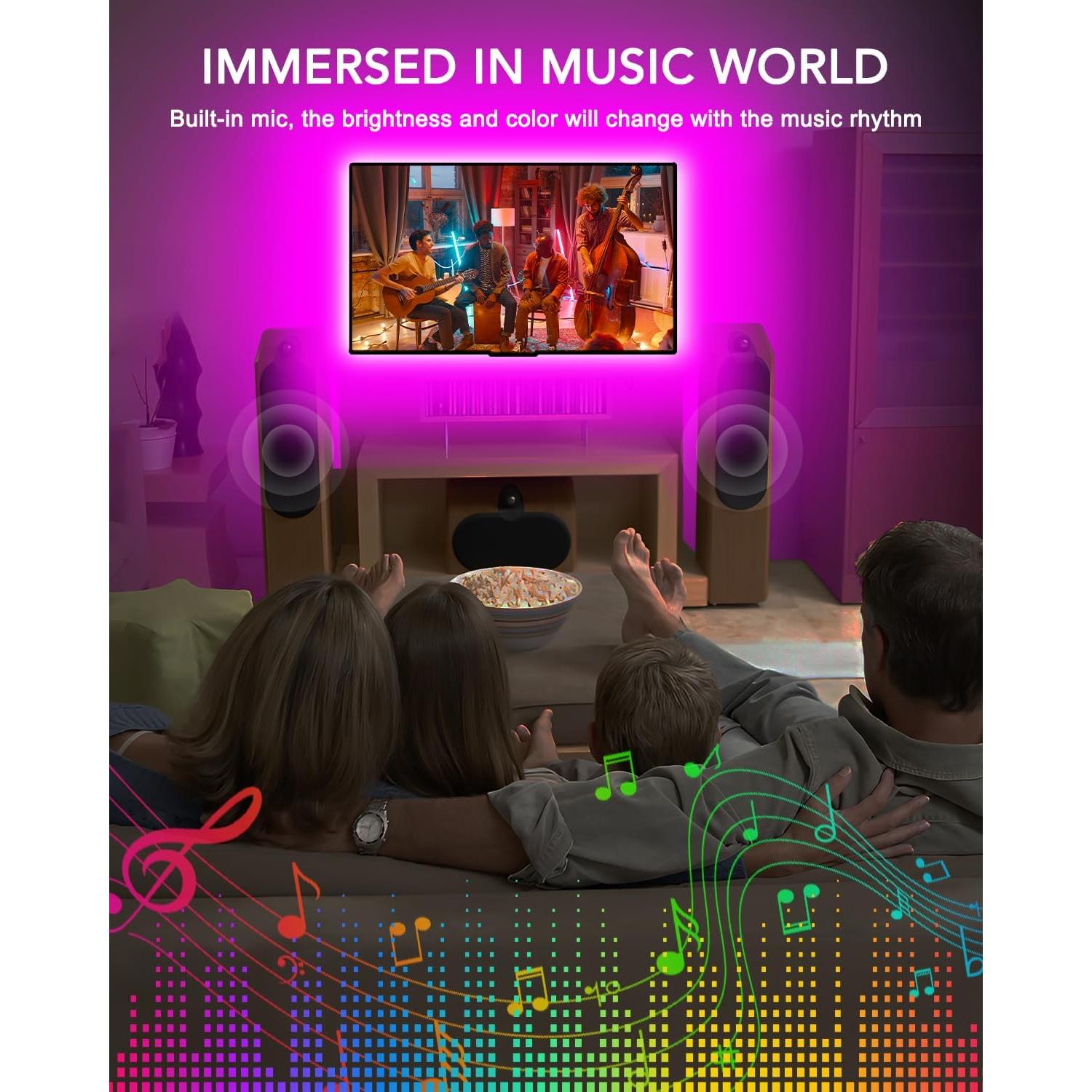 Luces LED MATICOD 5m RGB para TV 140-178cm Control APP