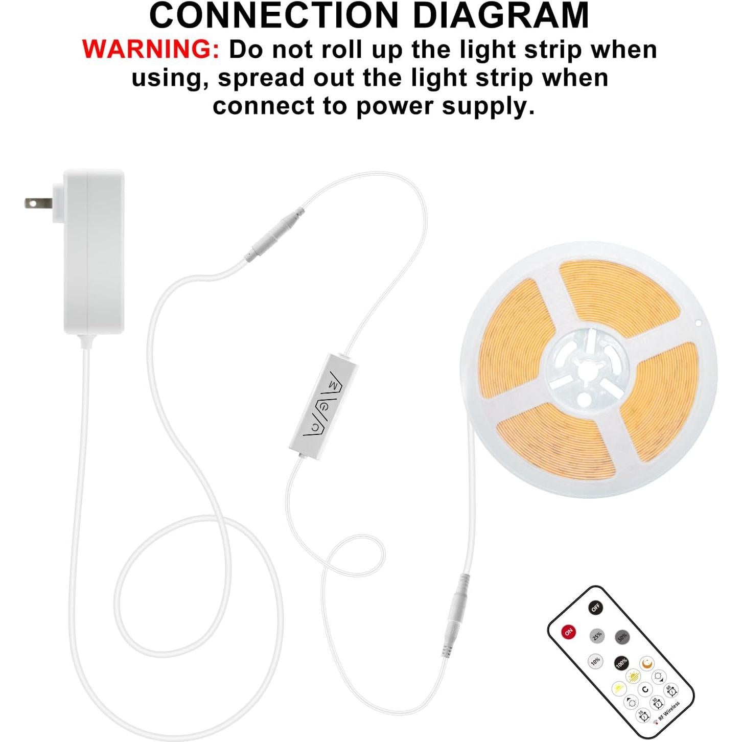 Tira de Led COB 5m Olaholii 6500K Regulable Luz Blanca