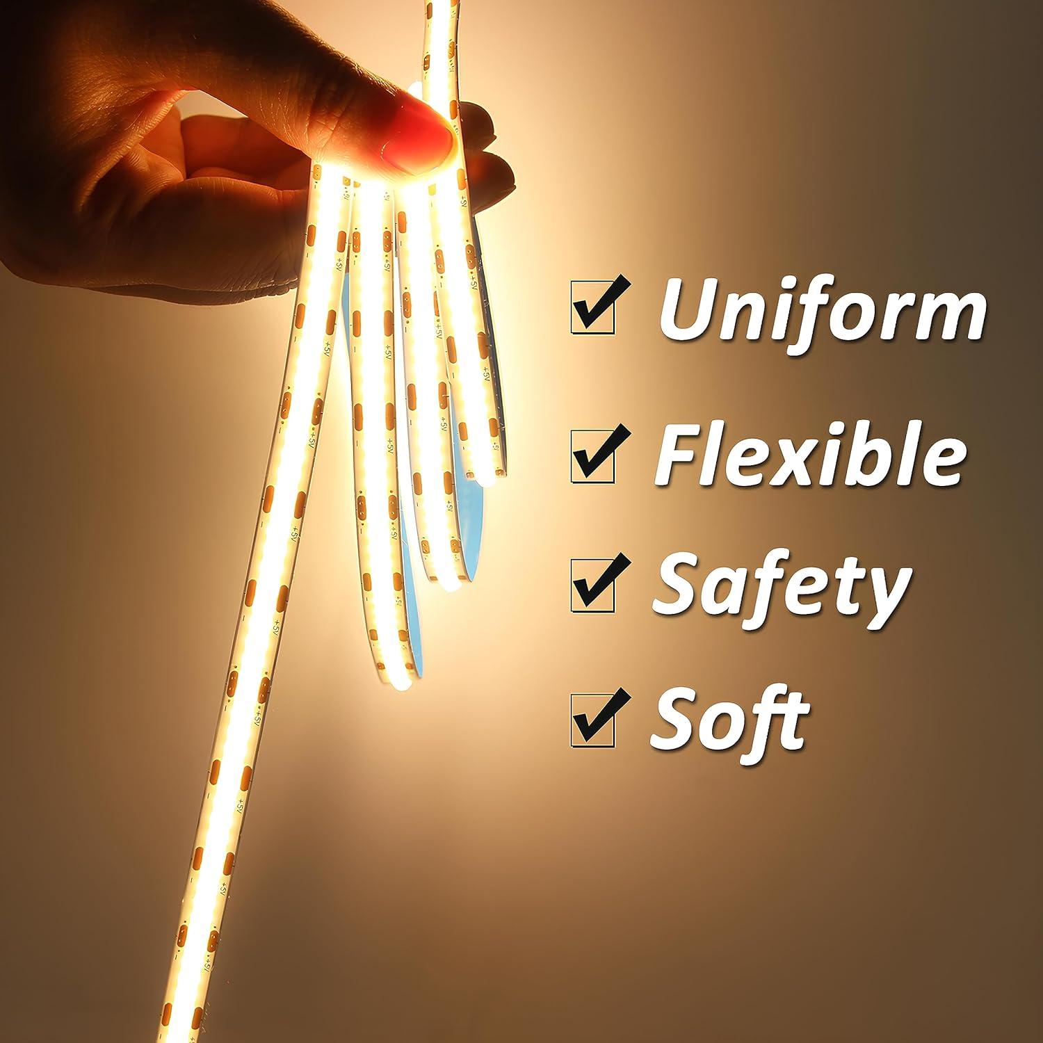 Tira LED COB 2m 3000K UVTaoYuan USB Regulable 10W