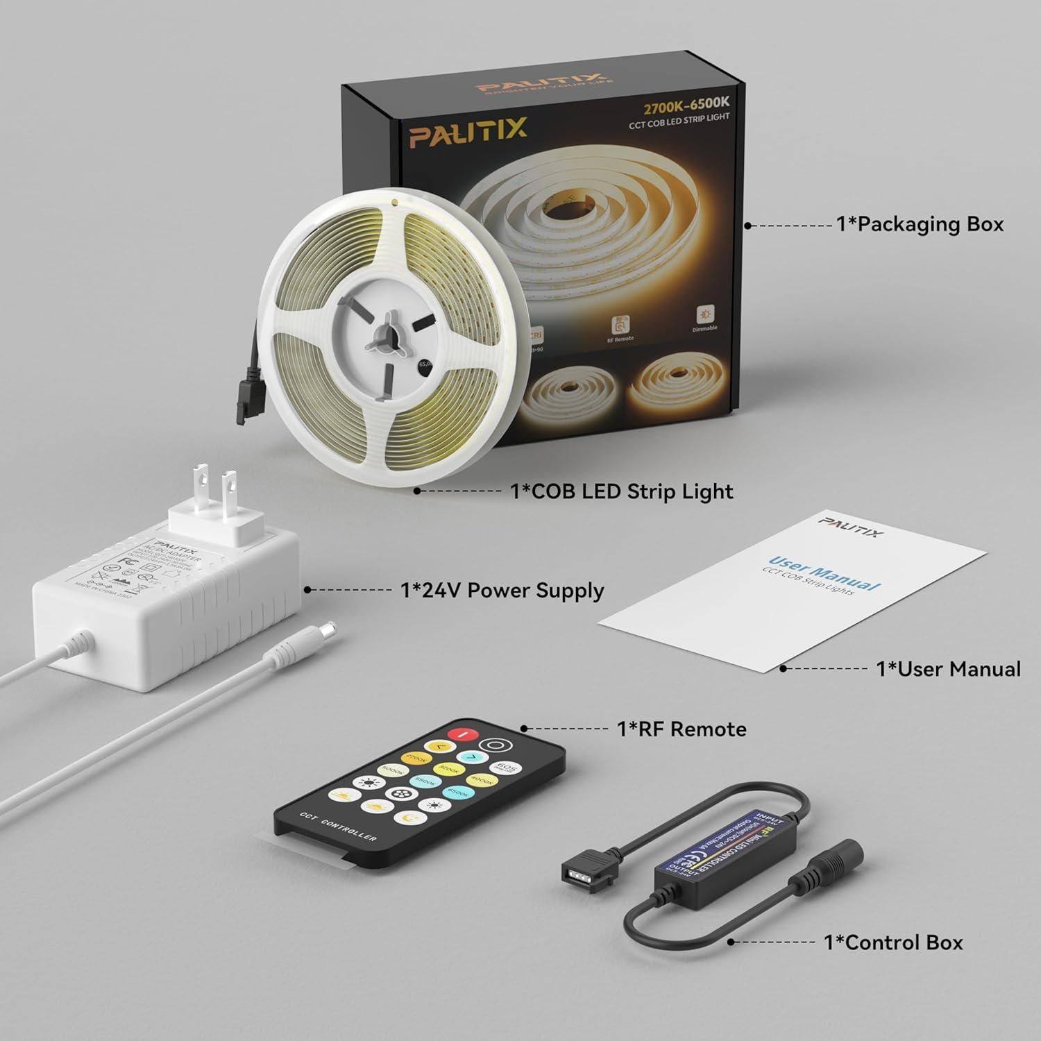 Tira LED COB PAUTIX 5m Regulable 2700K-6500K Control Remoto