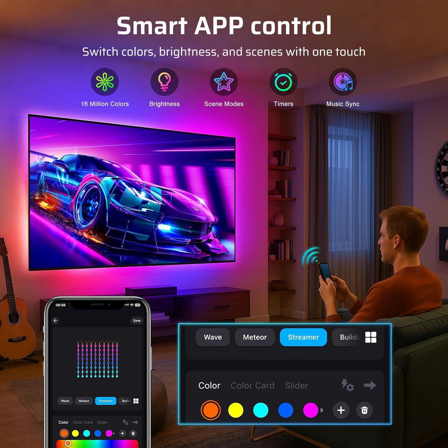 Tira de Luz LED 3.0m inShareplus para TV 32-43" Control WiFi