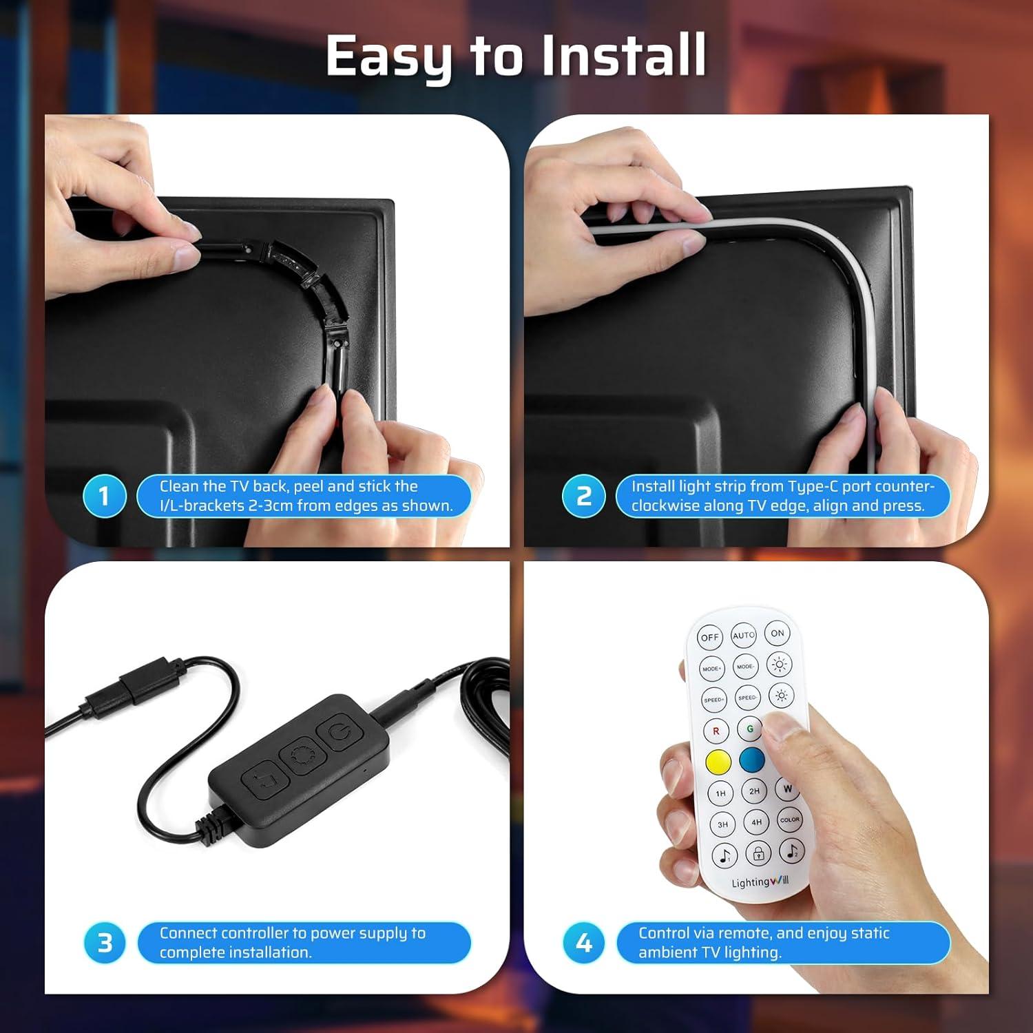 Tira de Luz LED 3.0m inShareplus para TV 32-43" Control WiFi