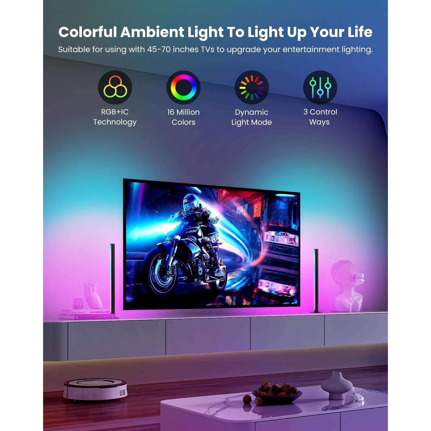 Barras de Luz LED RGB+IC SUNLINKCO 38 cm Control APP y Voz