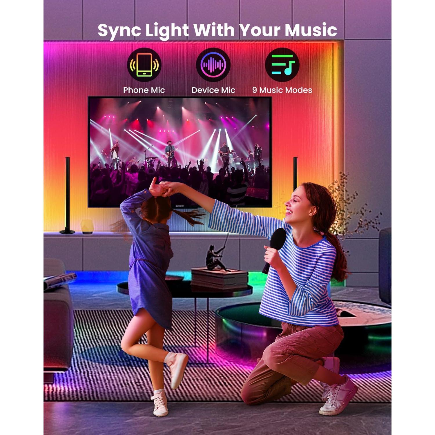 Barras de Luz LED RGB+IC SUNLINKCO 38 cm Control APP y Voz