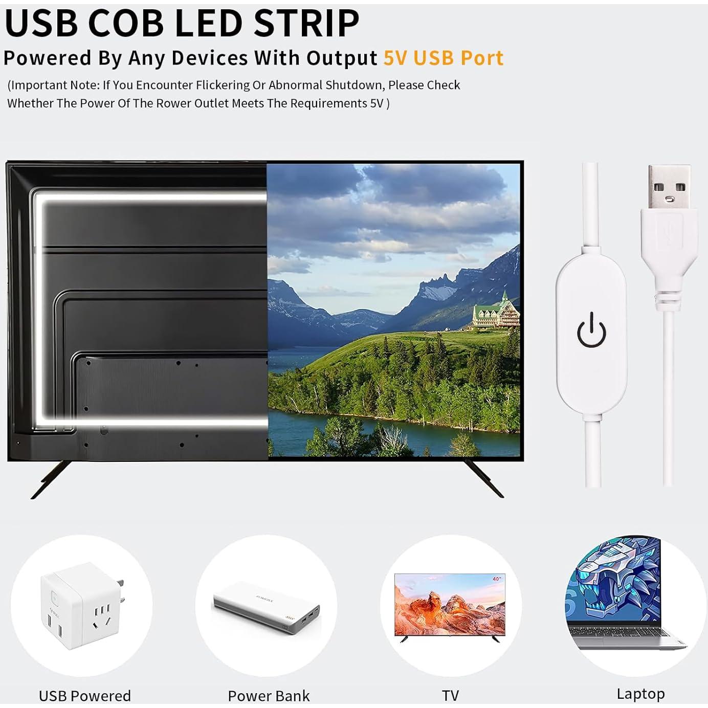 Tira de luz LED COB 1m TUNICHX 320 LEDs USB 6500K