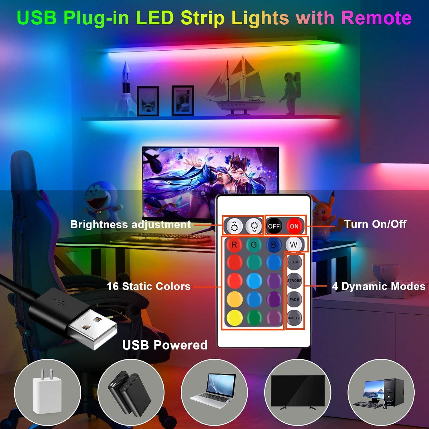 Tira de LED RGB HOUHUI 2m Impermeable IP65 con Control Remoto