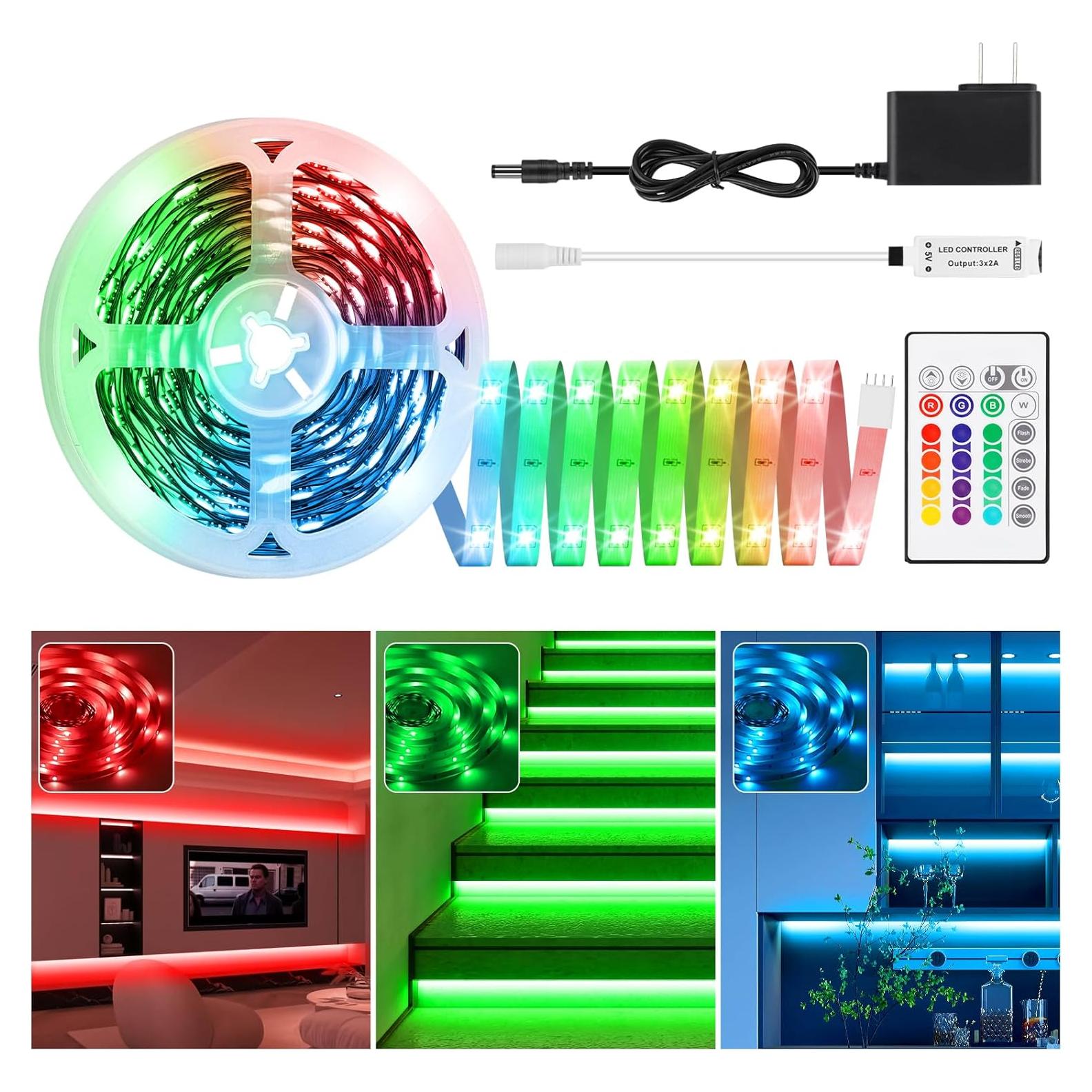 Tira de Luz LED RGB 10M HUEMIHUI con Control Remoto IR