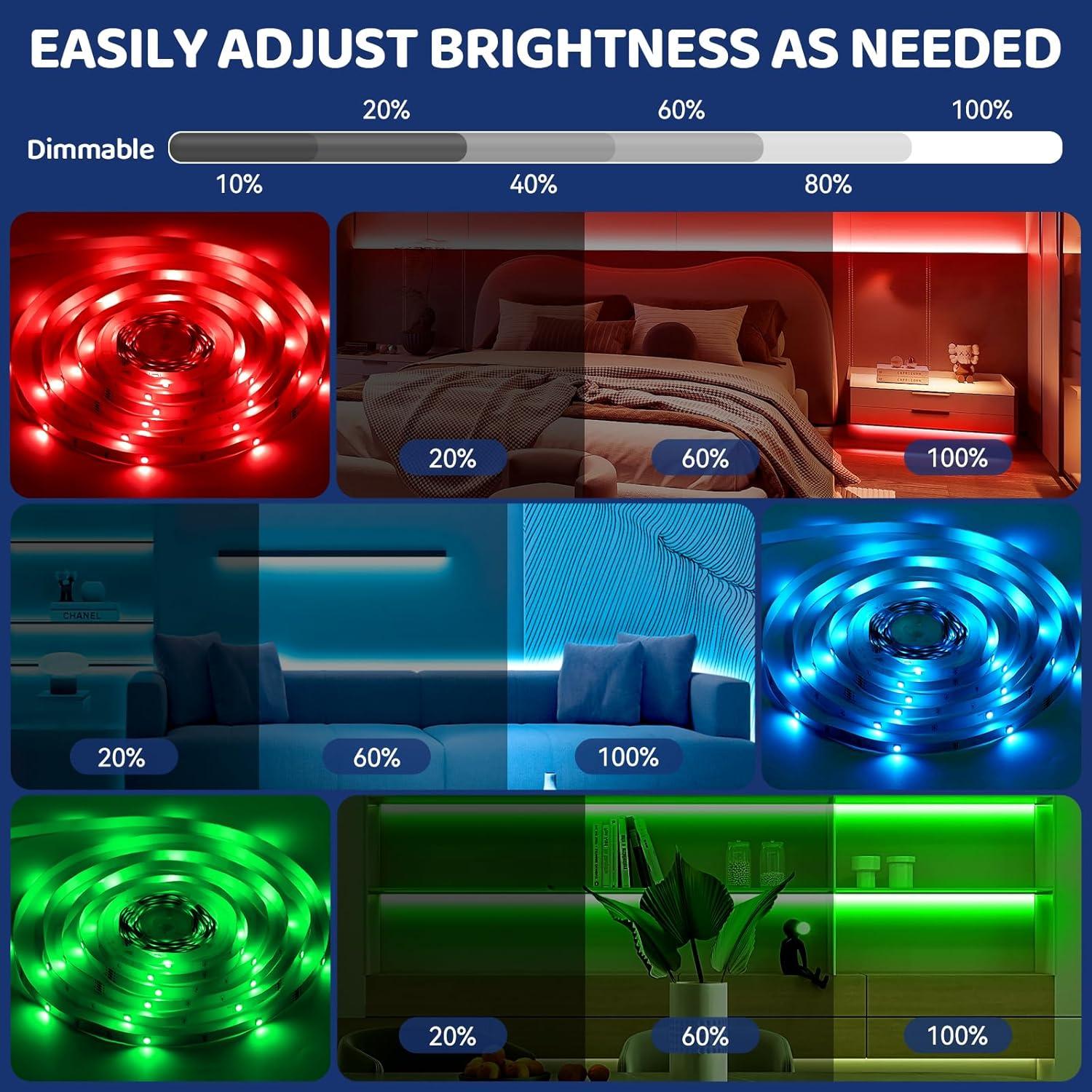 Tira de Luz LED RGB 10M HUEMIHUI con Control Remoto IR