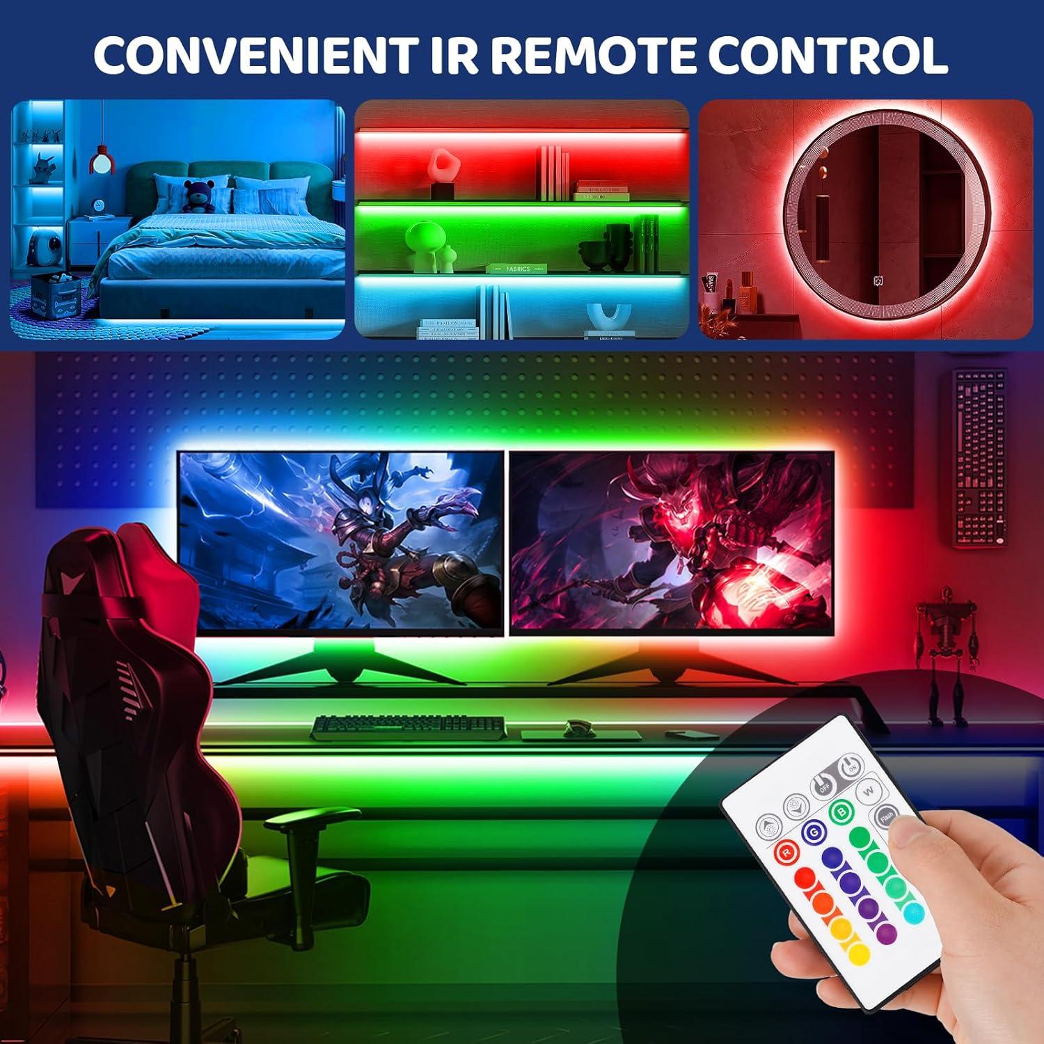 Tira de Luz LED RGB 10M HUEMIHUI con Control Remoto IR