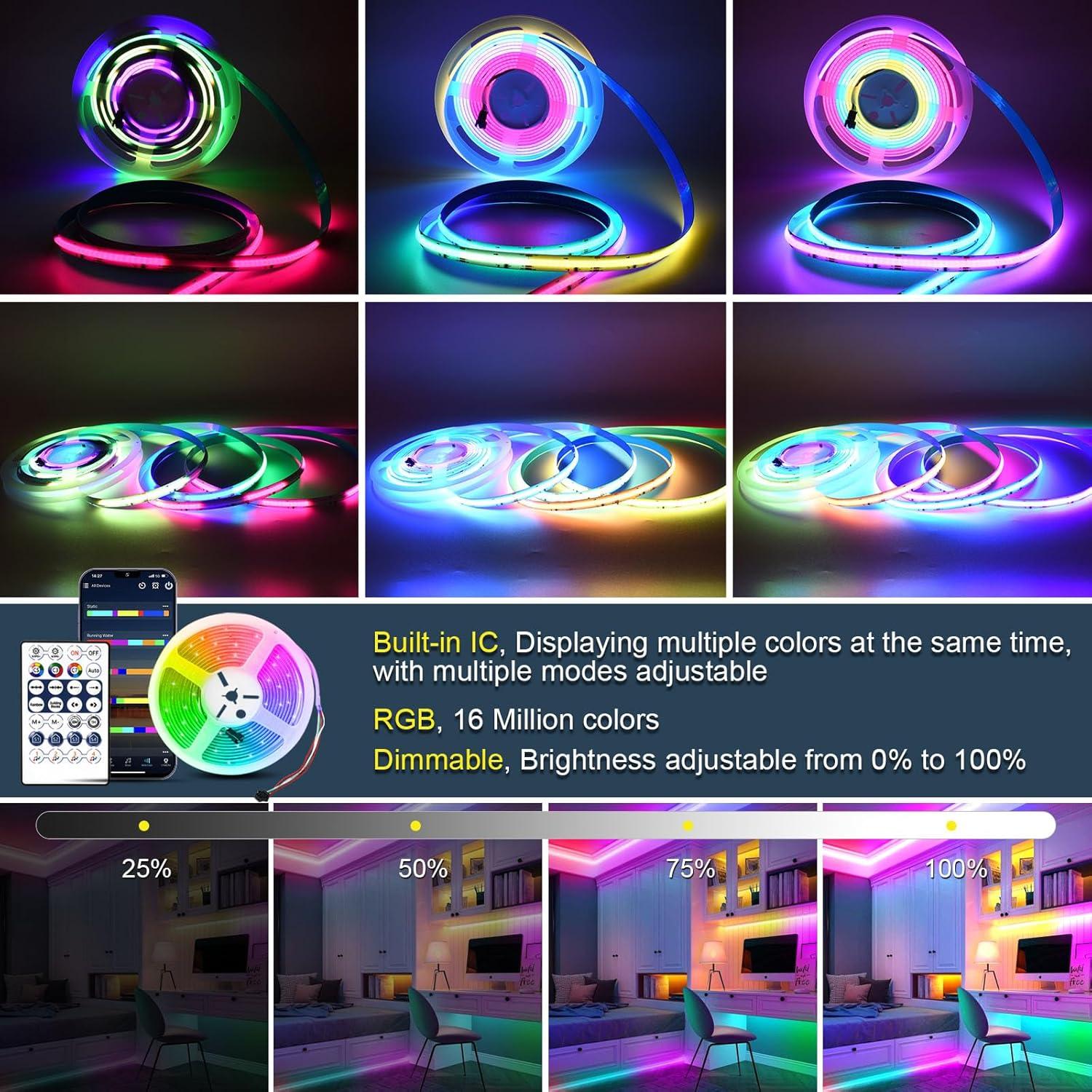 Luz de tira LED RGB INDARUN 10m 720 LEDs 24V Control APP