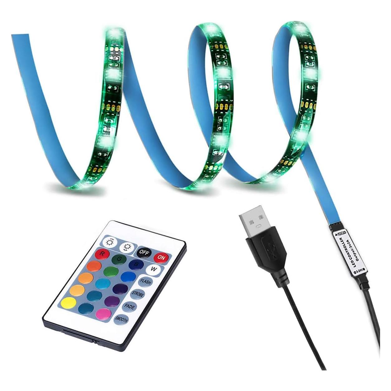 Tira de Luz LED USB RGB 1M SMY con Control Remoto IP65