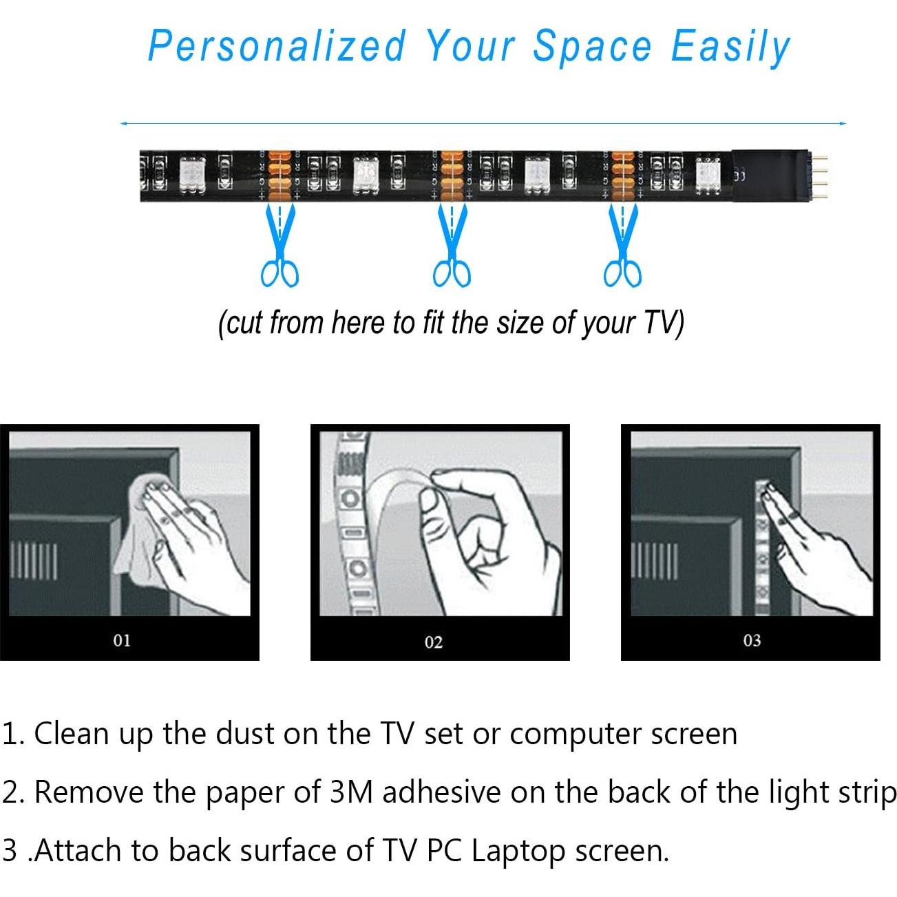 Tira de Luz LED USB RGB 1M SMY con Control Remoto IP65