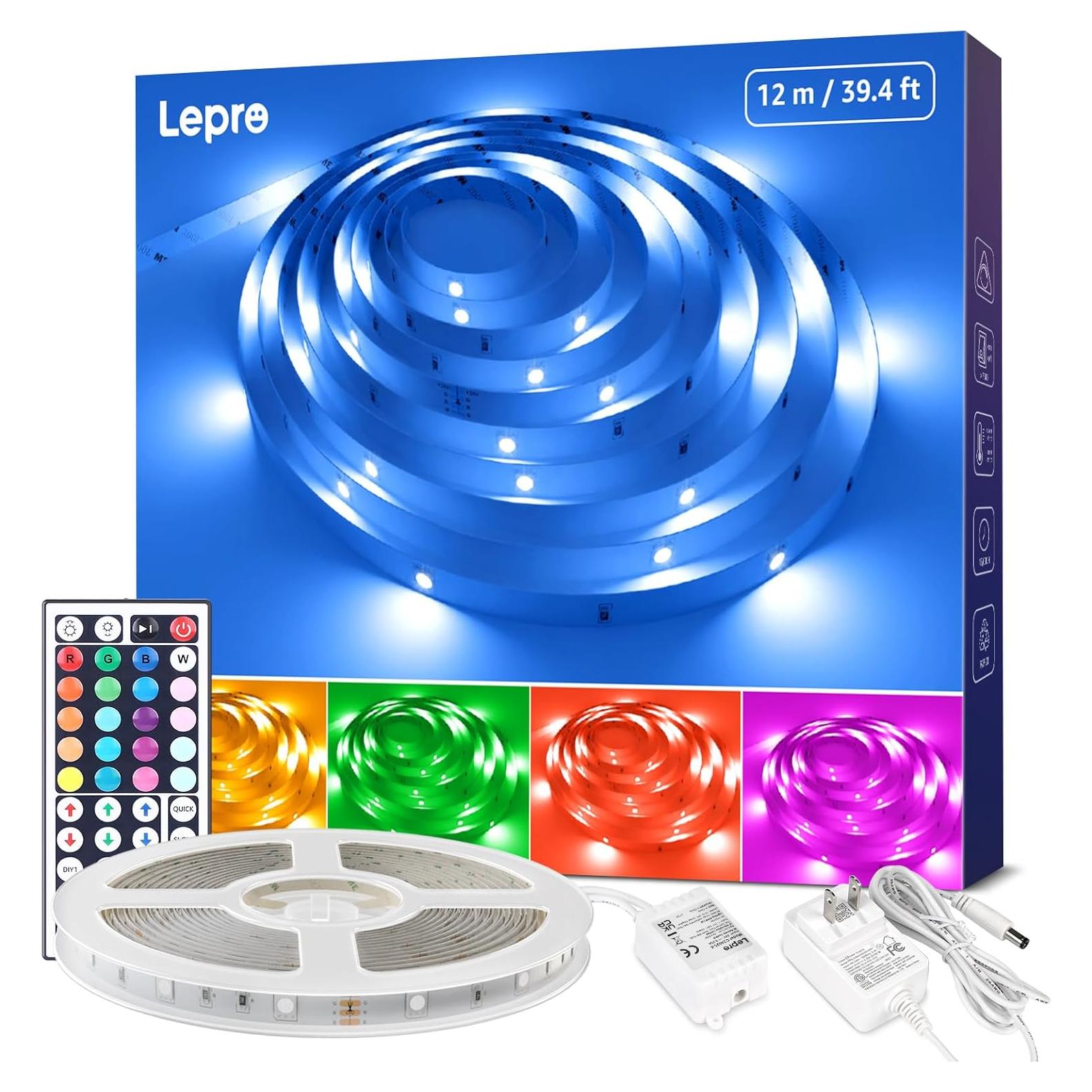 Tira LED RGB 12m Lepro con control remoto 44 teclas