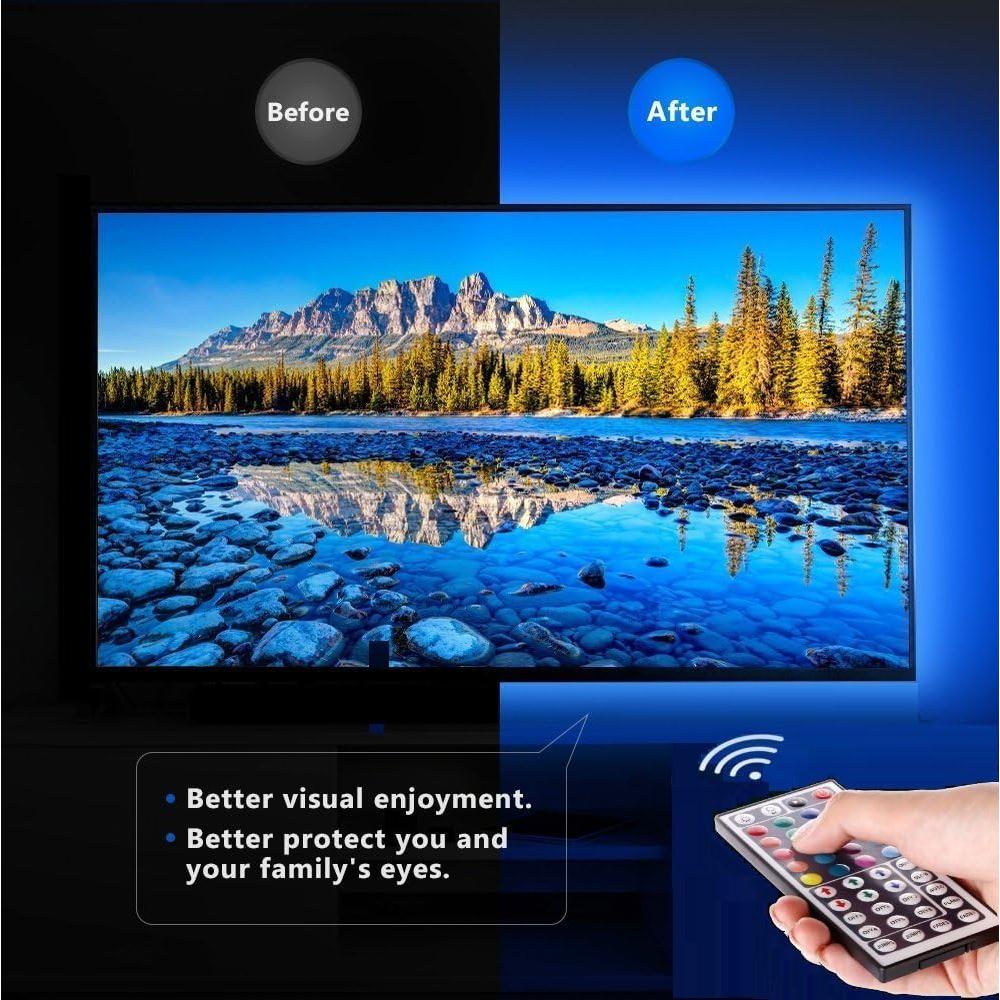 HOUHUI Kit de Luces LED Strip RGB 2m USB con Control Remoto