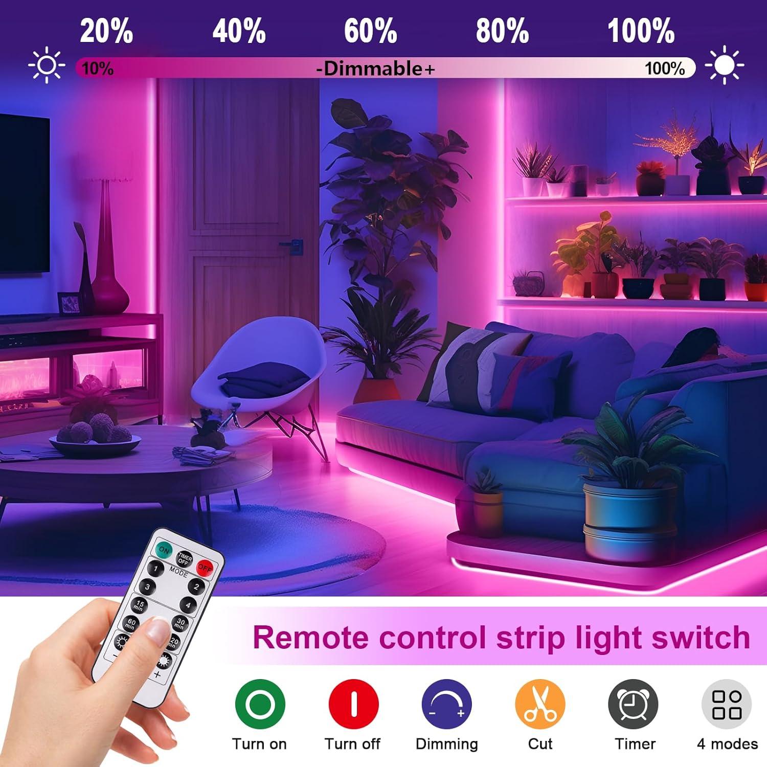 Luz de tira LED COB OMIKA Rosa 2.00m 640LED Inalámbrica