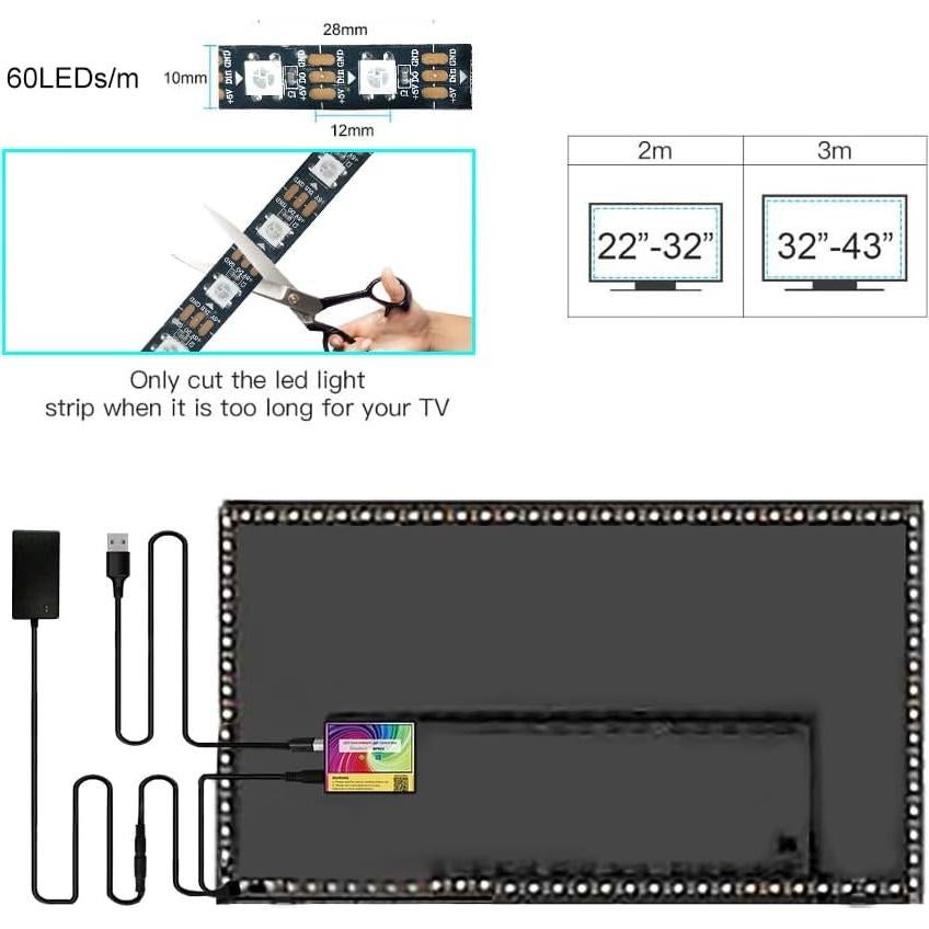 Luces de Fondo LED Sincronizadas BPSK2 para PC y Android TV