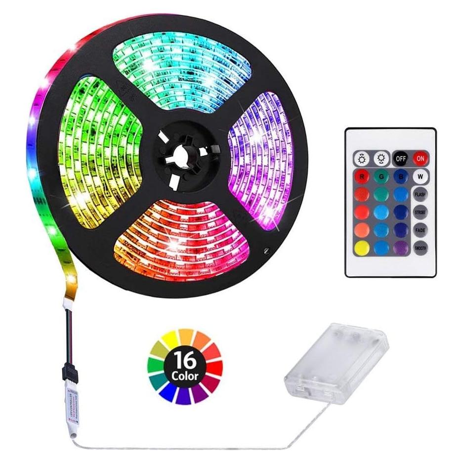 Tira LED RGB a Batería HIKENRI 1M Control Remoto 16 Colores