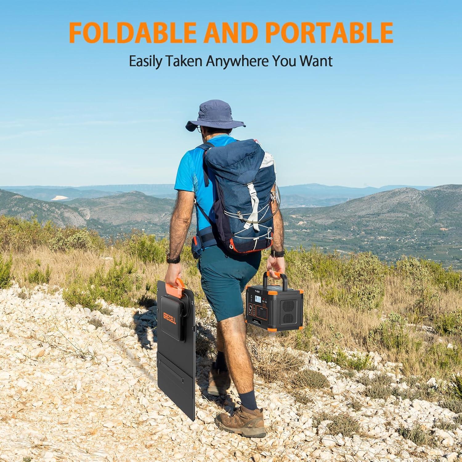 Panel Solar Plegable GRECELL 100W Alta Eficiencia 24%